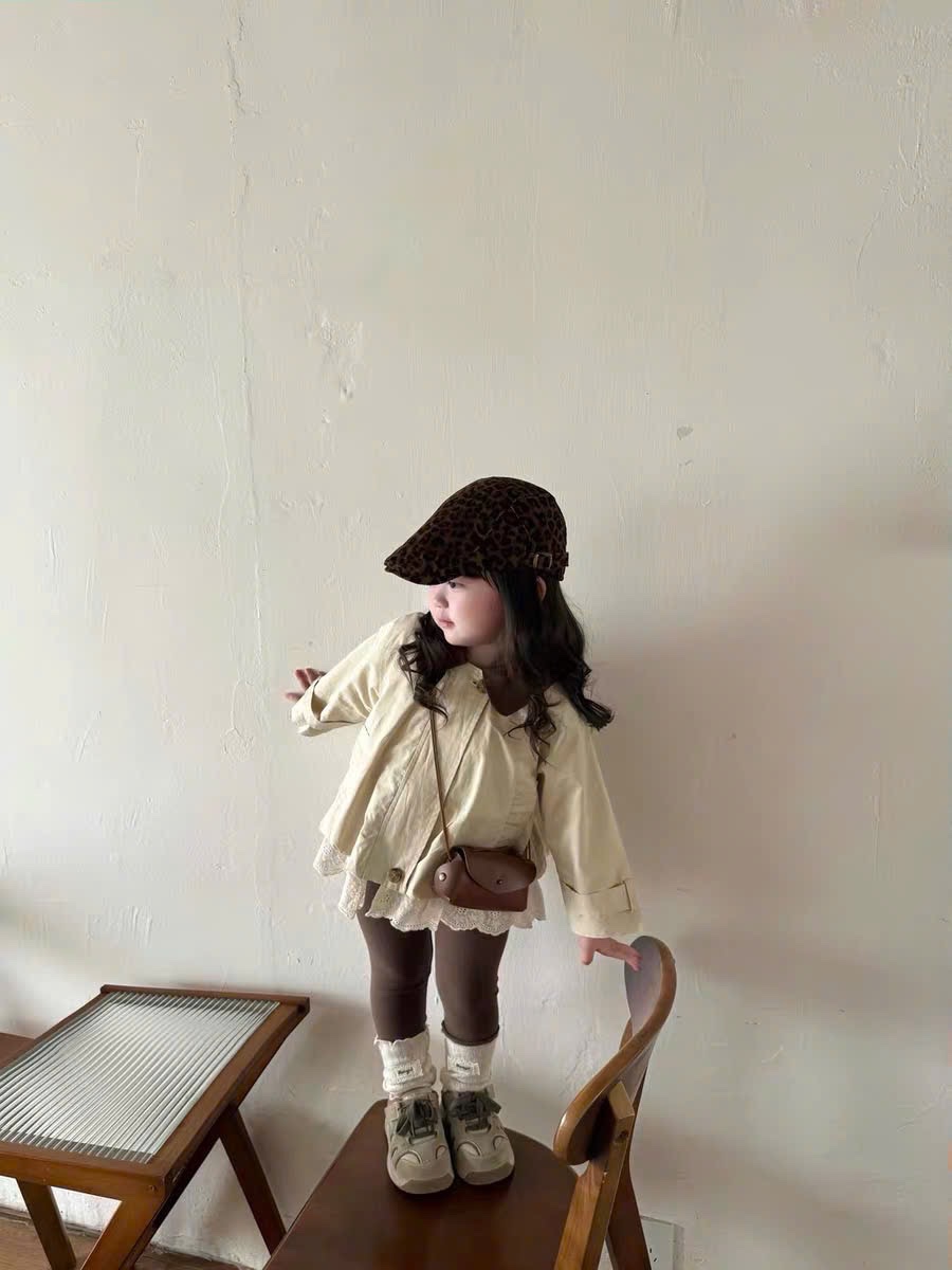 Sét áo khoác kaki phối ren quần legging sn bé gái