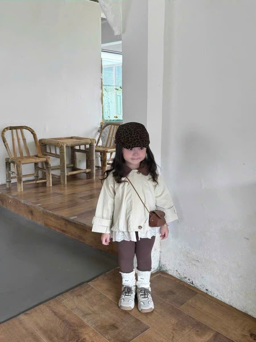 Sét áo khoác kaki phối ren quần legging sn bé gái