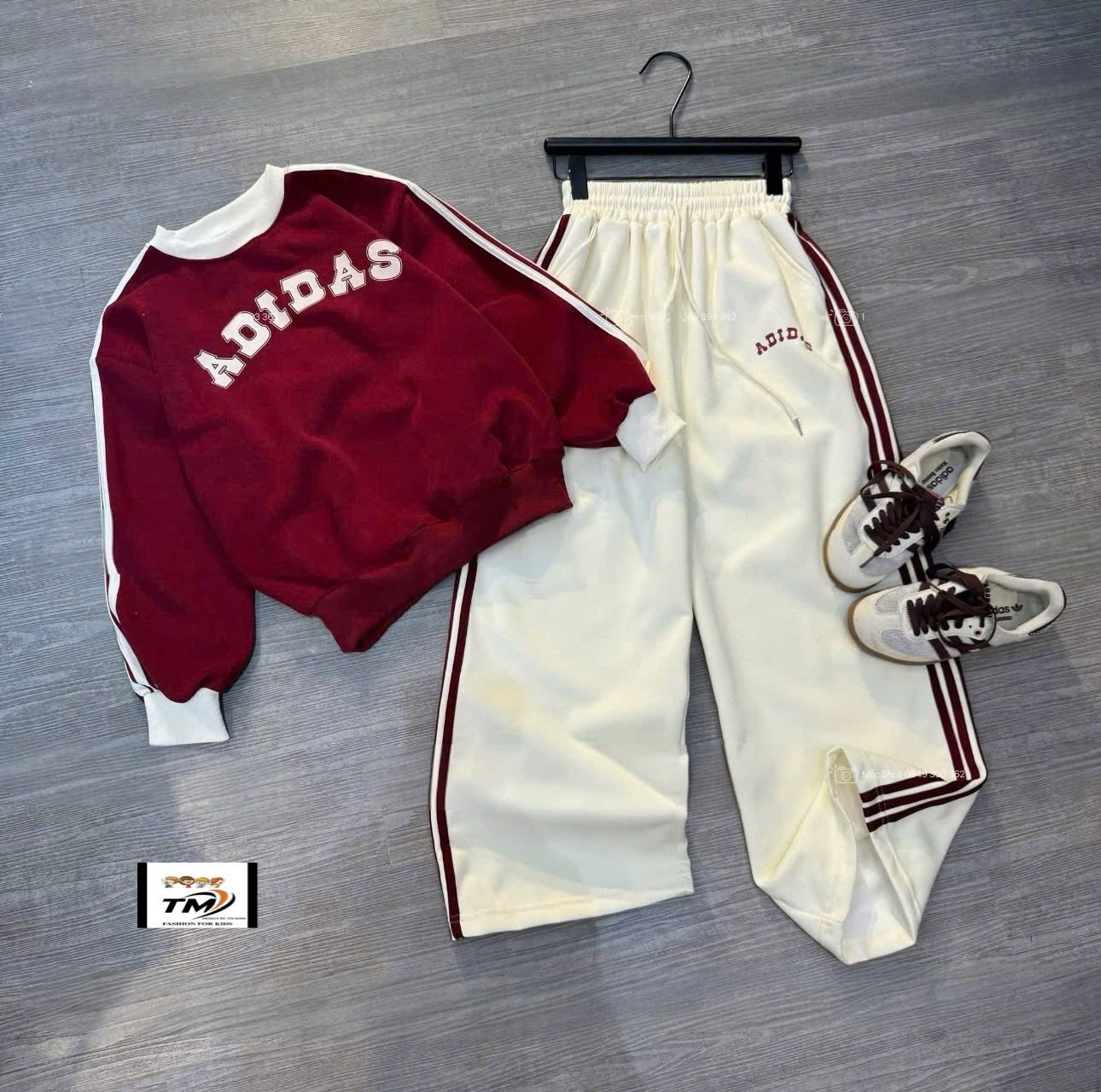 Sét bộ nỉ chạy viền quần xuông tm 2025 bé gái