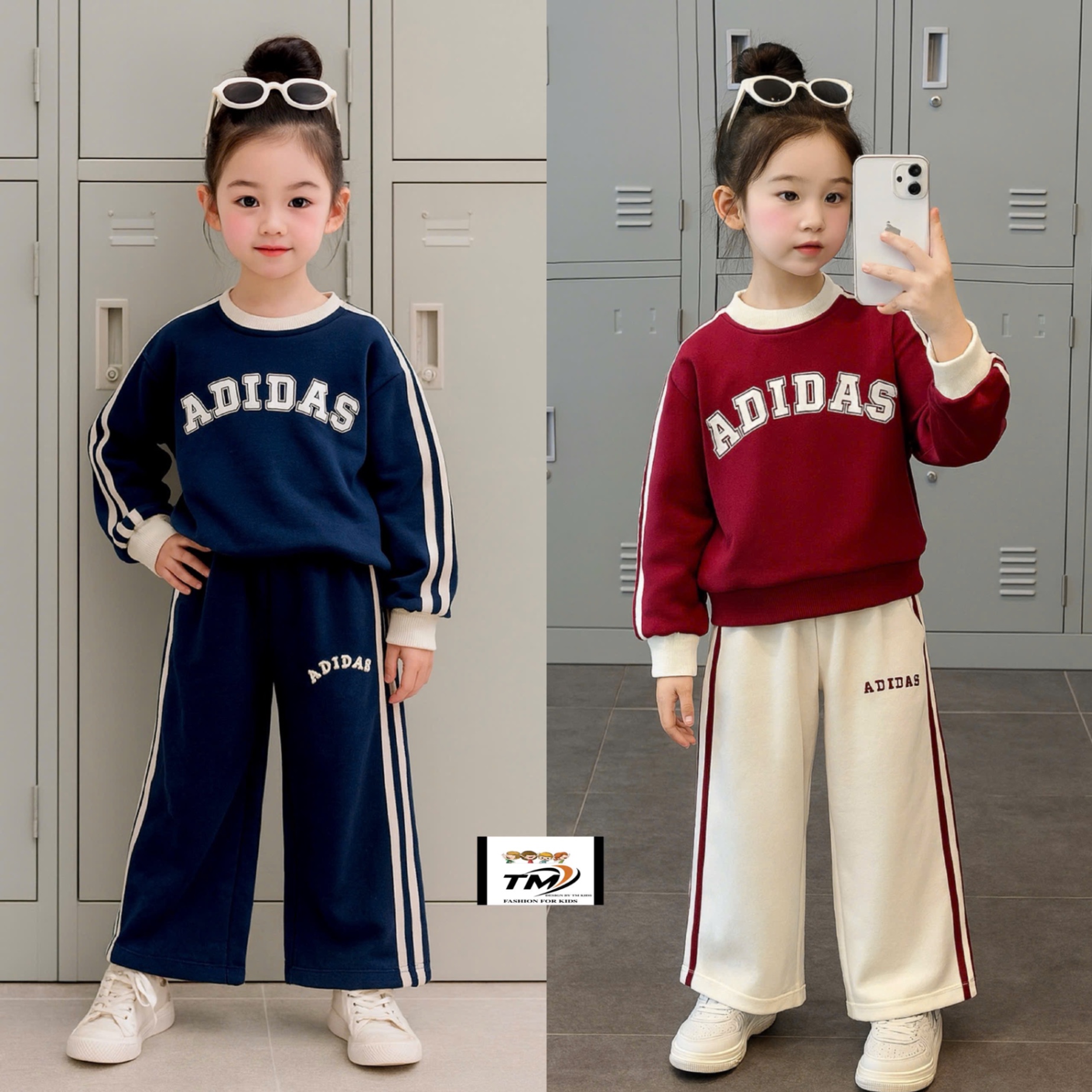 Sét bộ nỉ chạy viền quần xuông tm 2025 bé gái