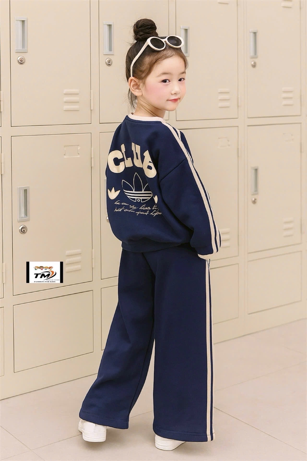 Sét bộ nỉ chạy viền quần xuông tm 2025 bé gái