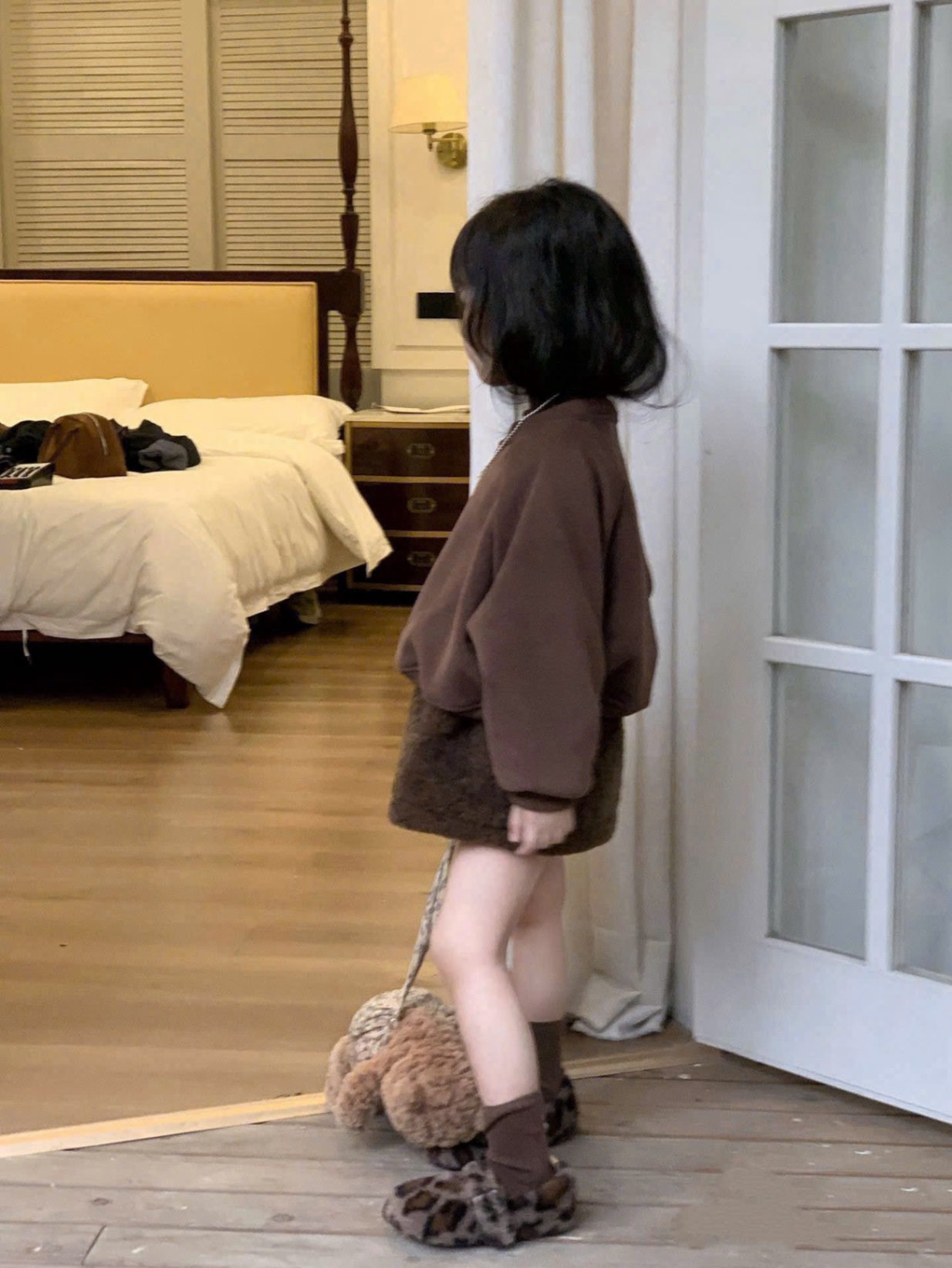 Sét bộ áo nỉ nâu cv bông bé gái