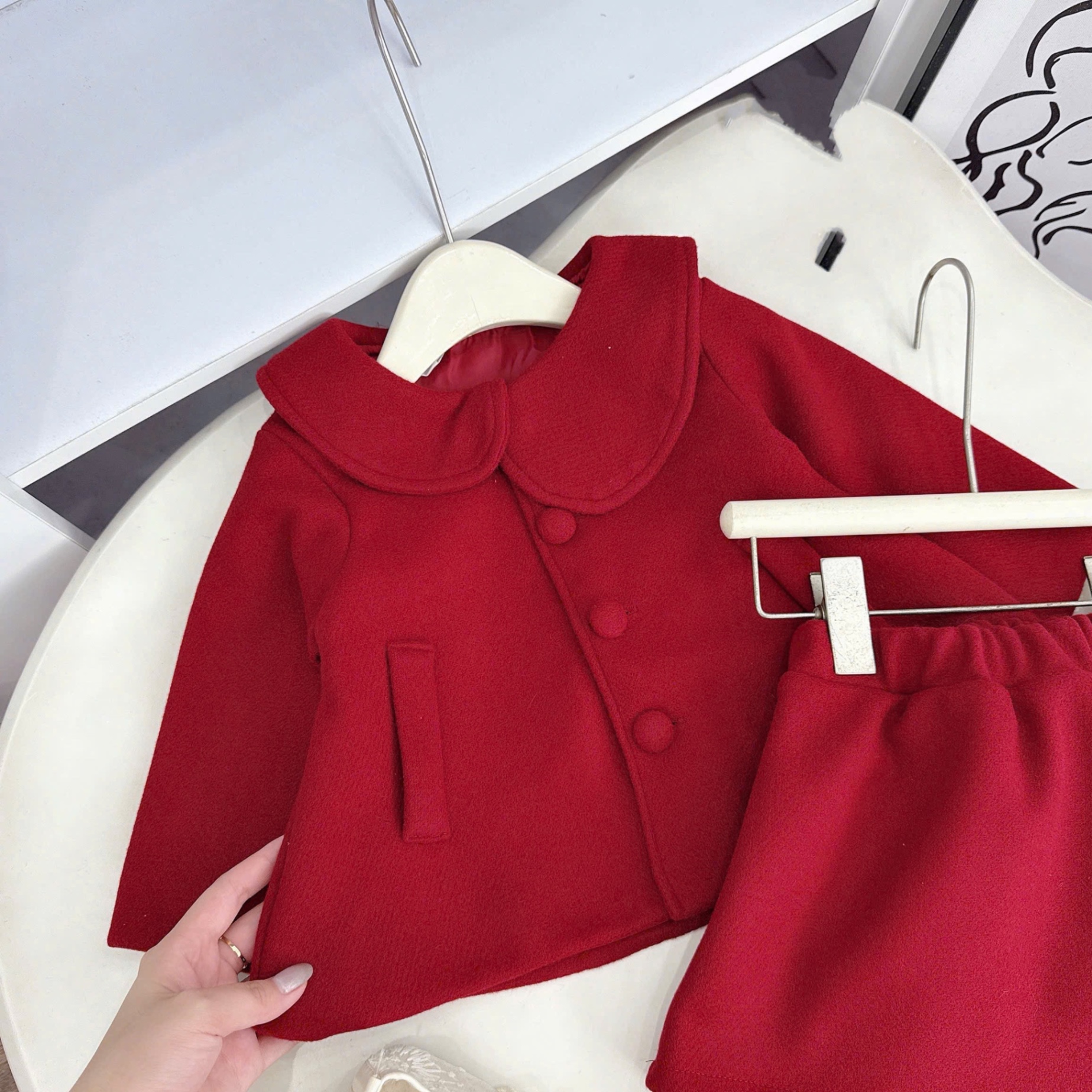 Sét dạ đỏ cv chữ a bé gái