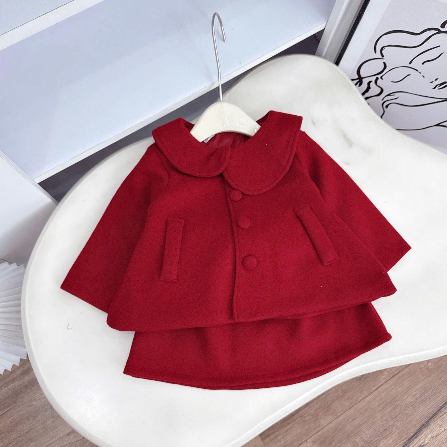 Sét dạ đỏ cv chữ a bé gái