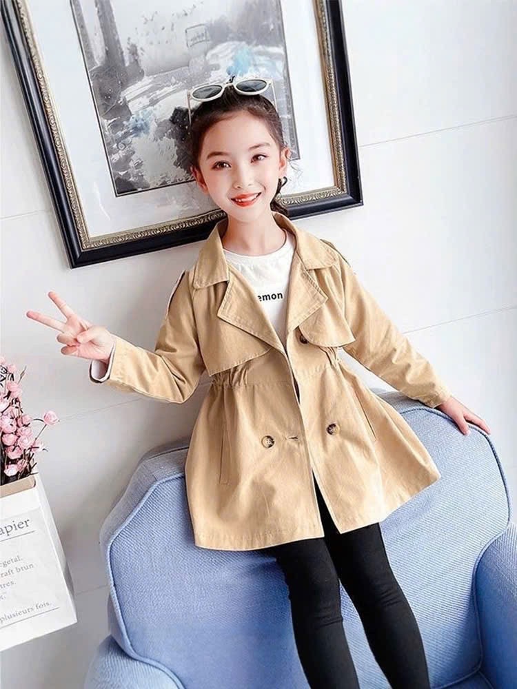 Áo măng to kaki bé gái