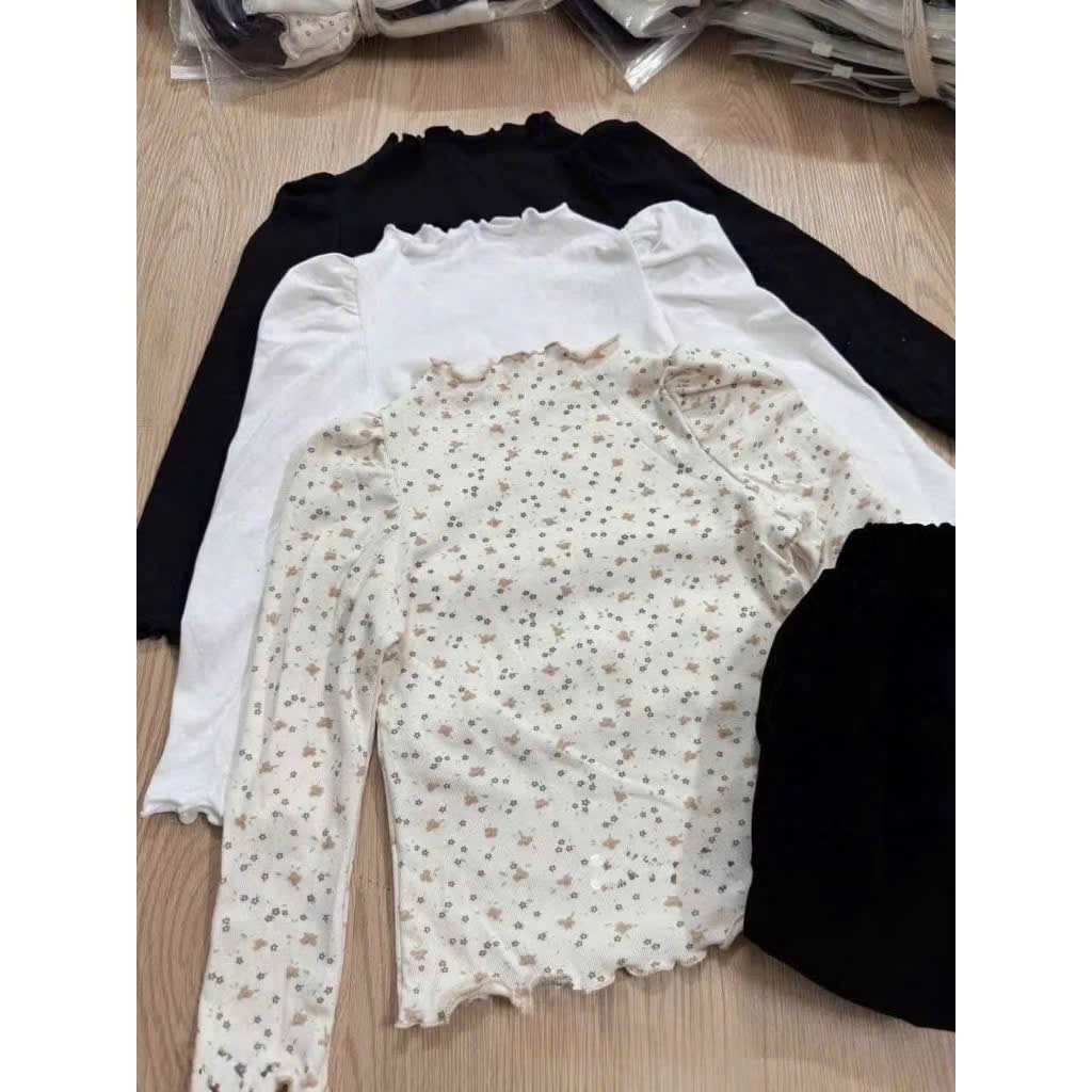 Sét 3áo cổ cao tay bồng bé gái