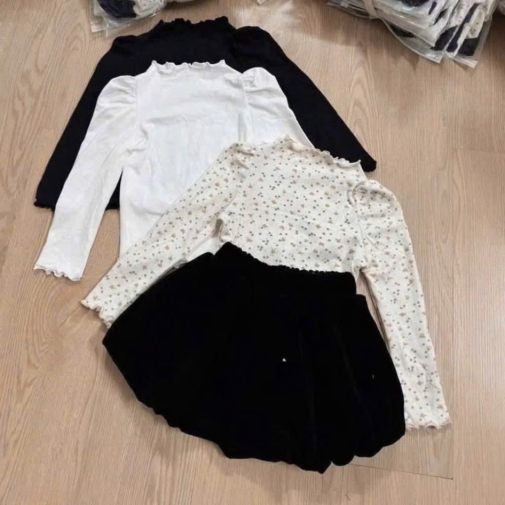 Sét 3áo cổ cao tay bồng bé gái