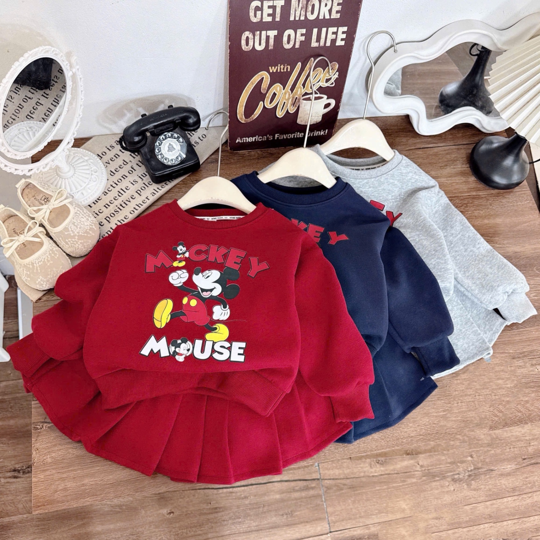 SÉT BỘ MICKY KÈM DÂY DÂY ĐEO BÉ GÁI 3 màu