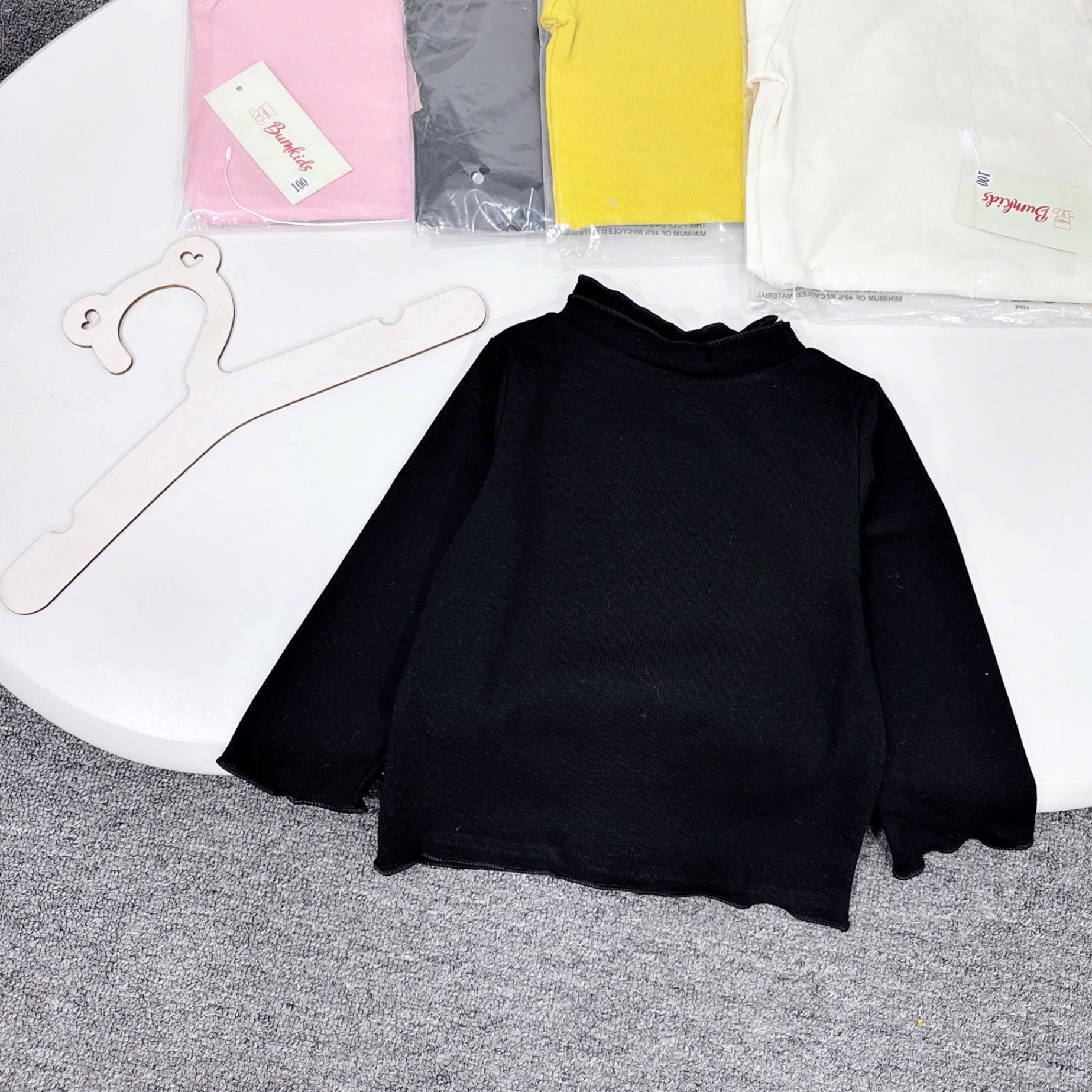 Sét 2 áo zip cổ bèo mềm bé gái