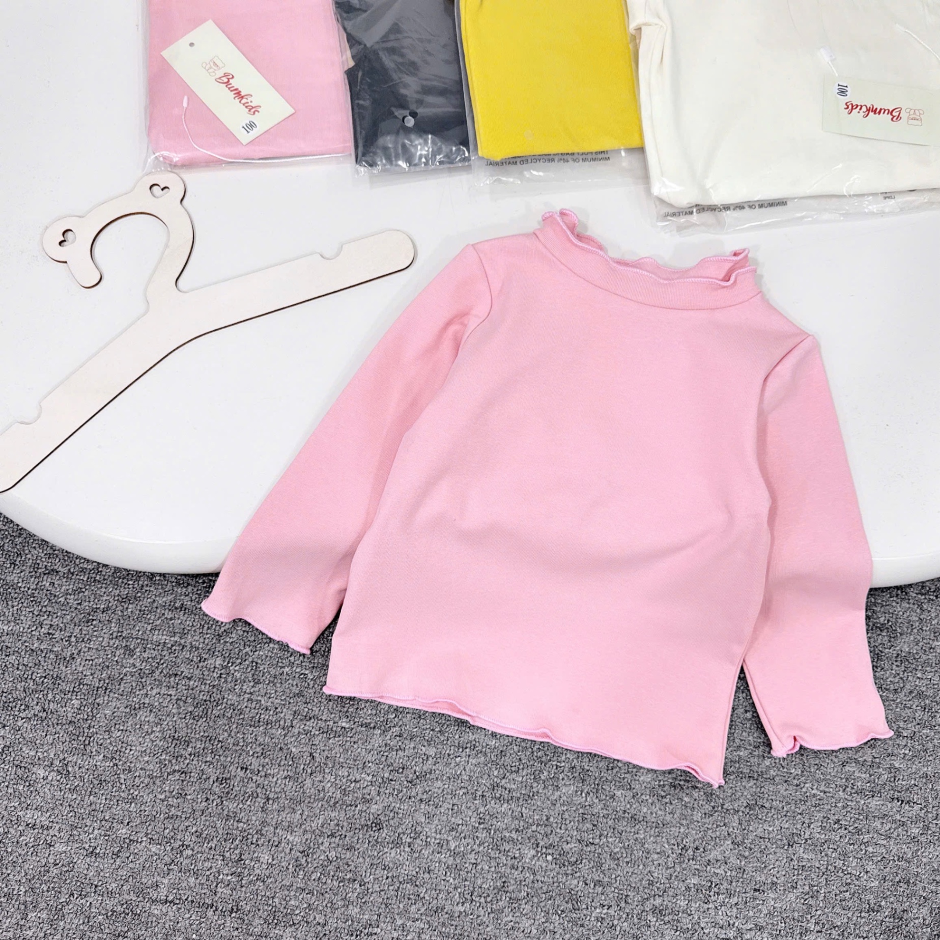 Sét 2 áo zip cổ bèo mềm bé gái