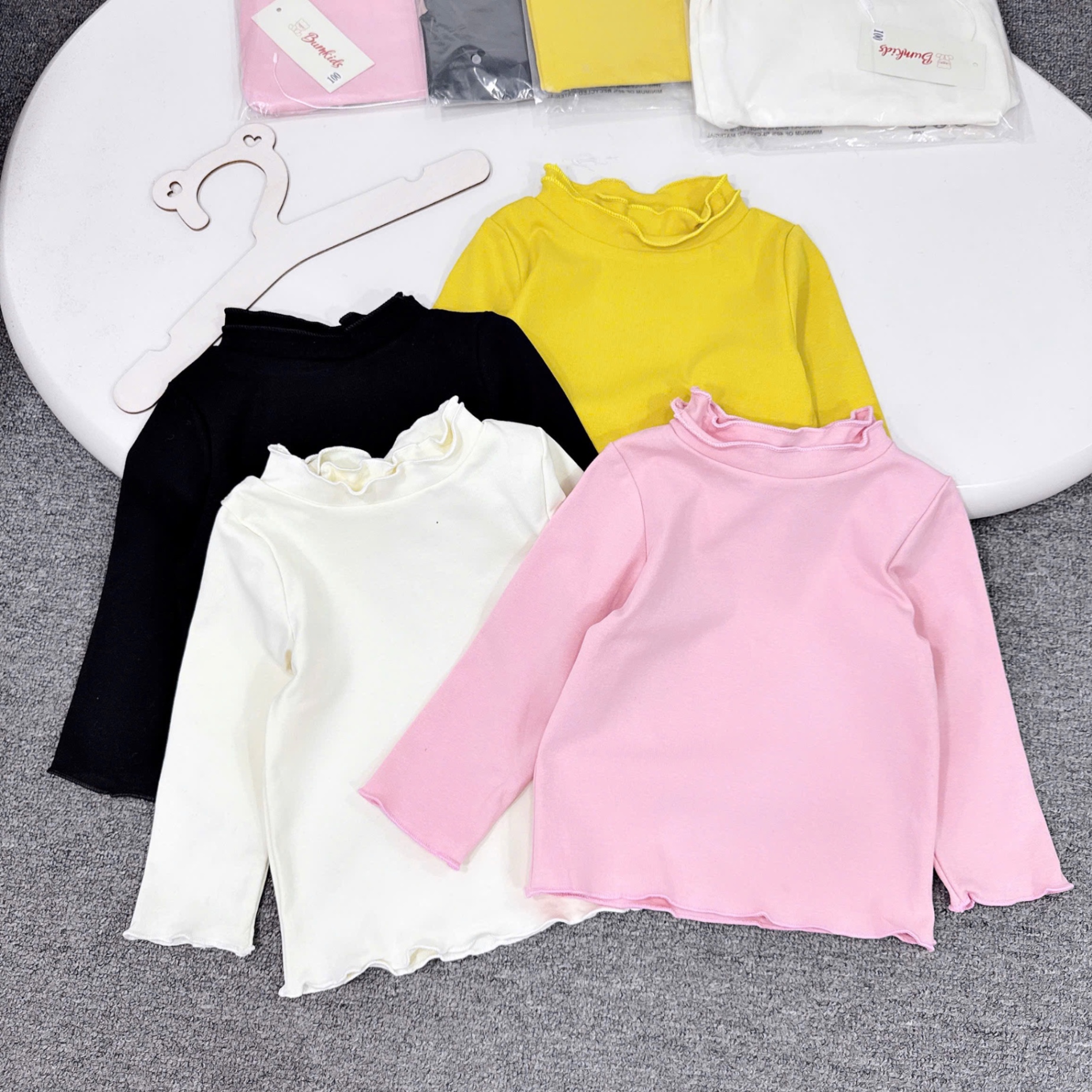 Sét 2 áo zip cổ bèo mềm bé gái