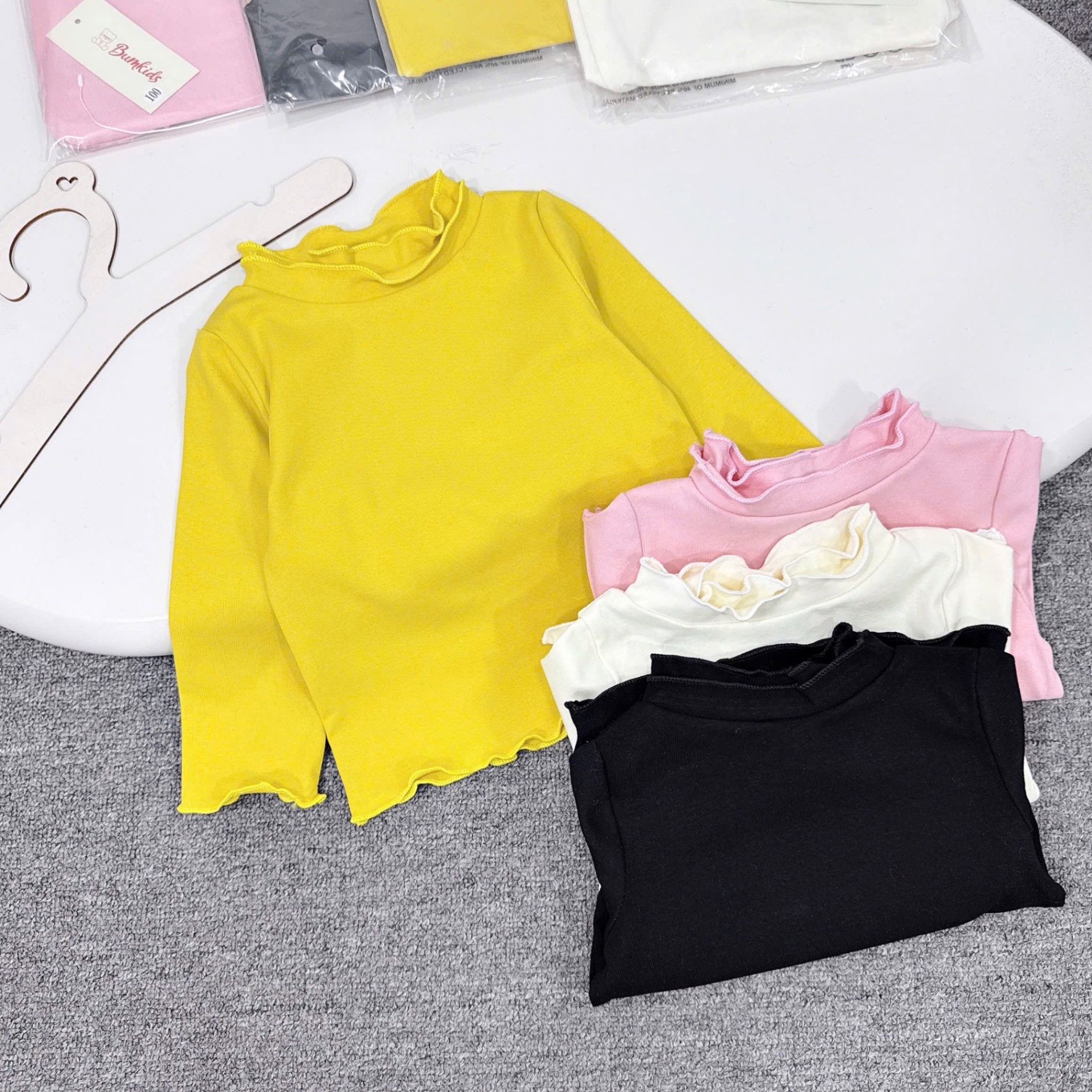 Sét 2 áo zip cổ bèo mềm bé gái