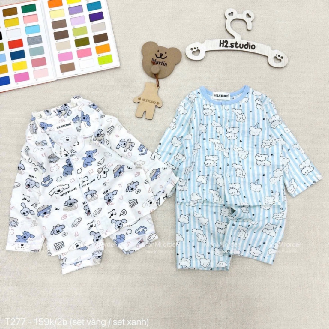Sét 2b pzm tone xanh /vàng cho bé trai gái