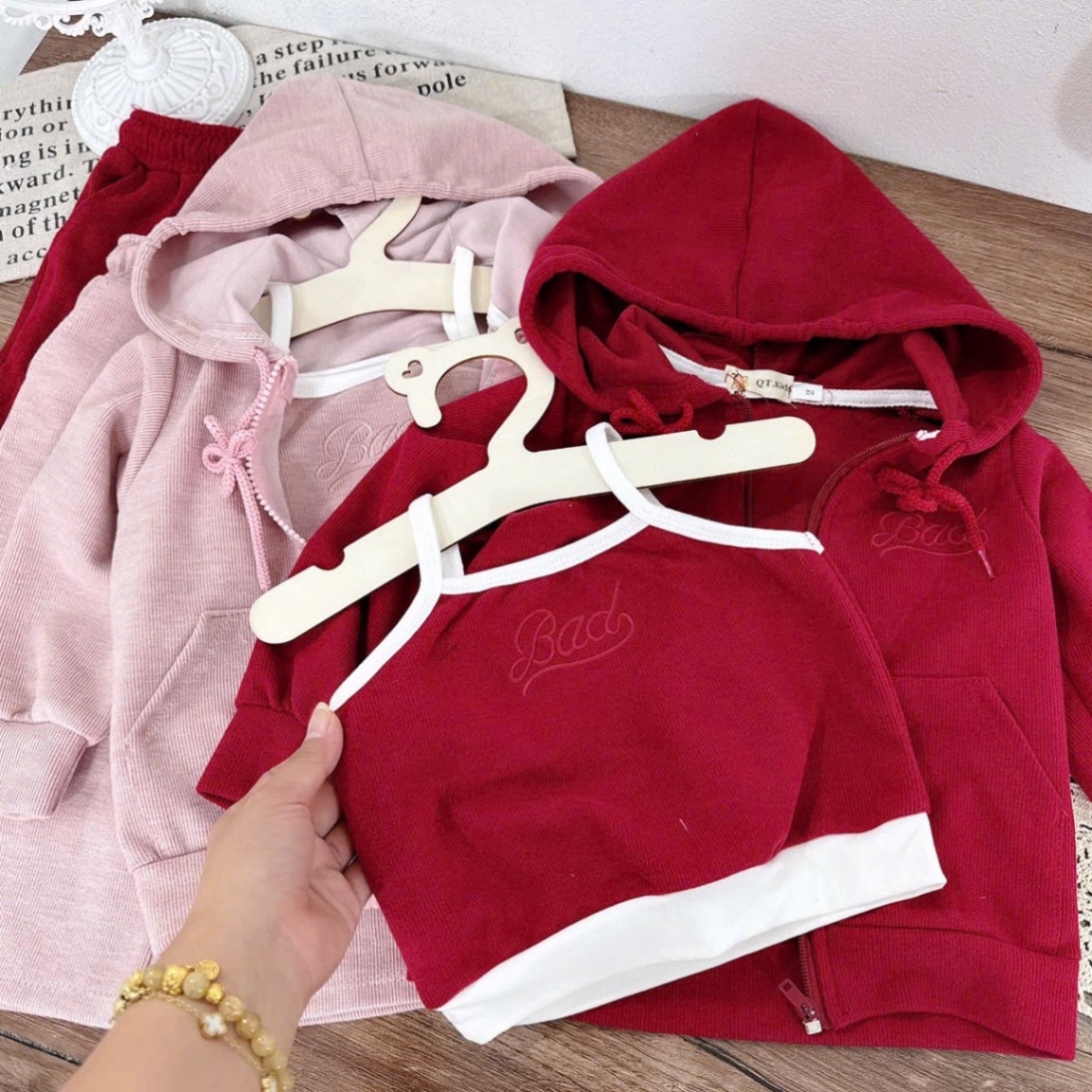 Sét 3 chi tiết tăm quần xuông qt bé gái