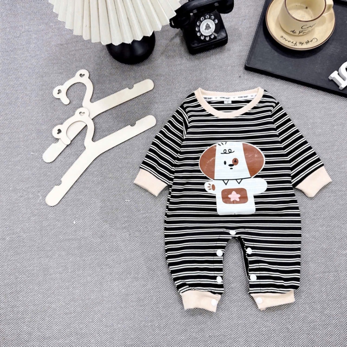 Sét body dài kẻ hình cho bé