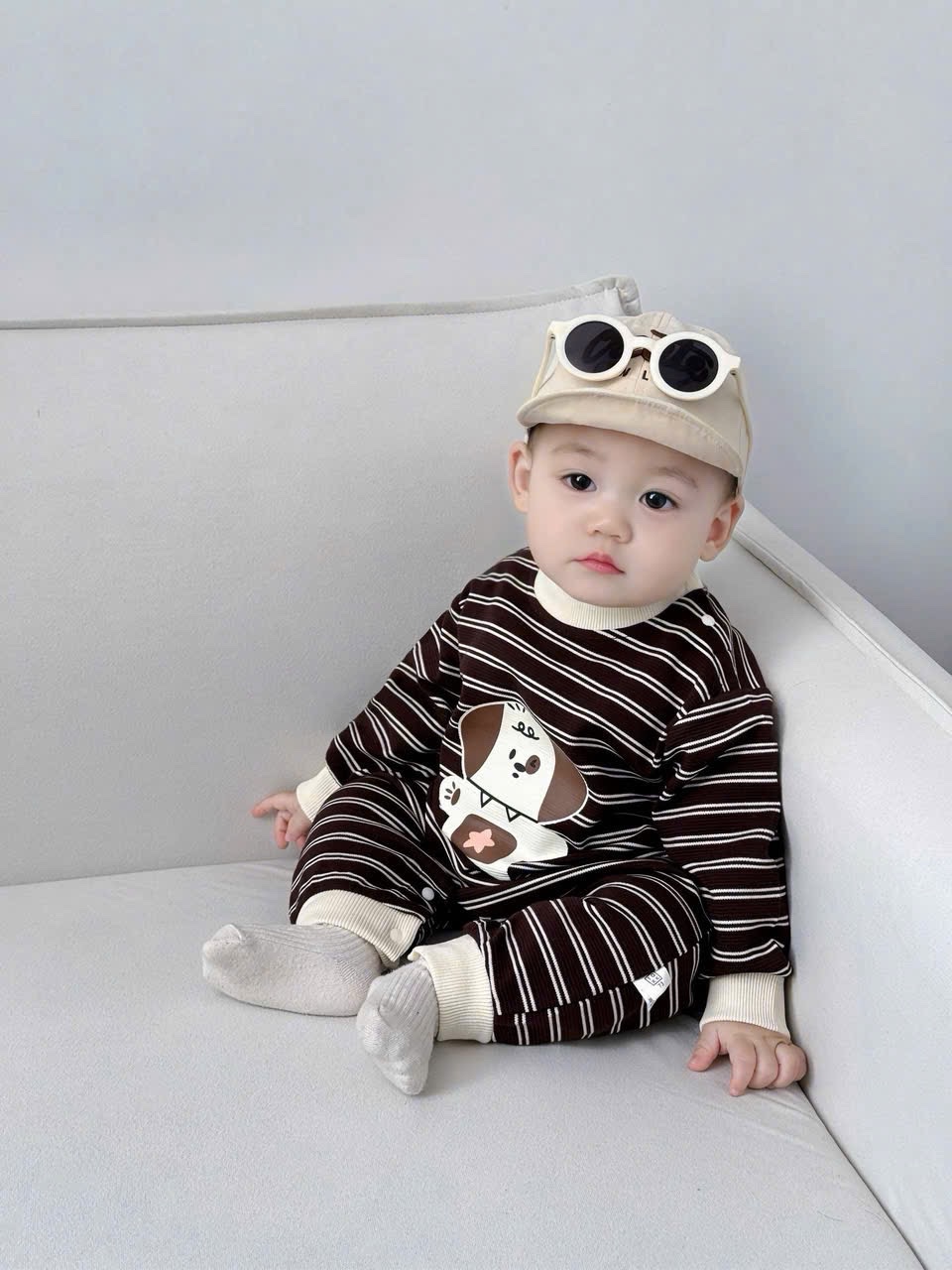 Sét body dài kẻ hình cho bé