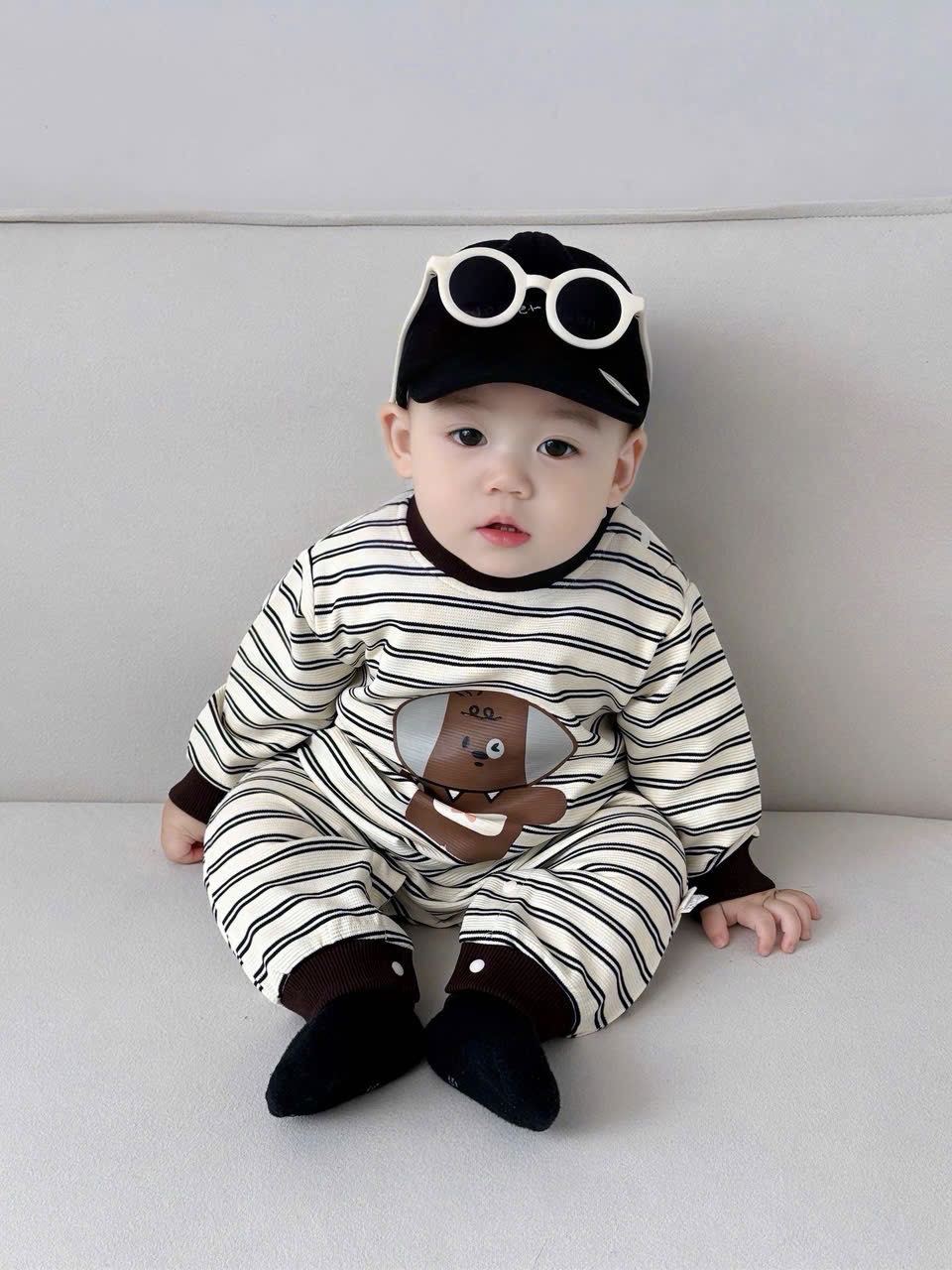 Sét body dài kẻ hình cho bé