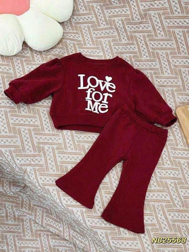 Bộ nỉ love for me cho bé gái
