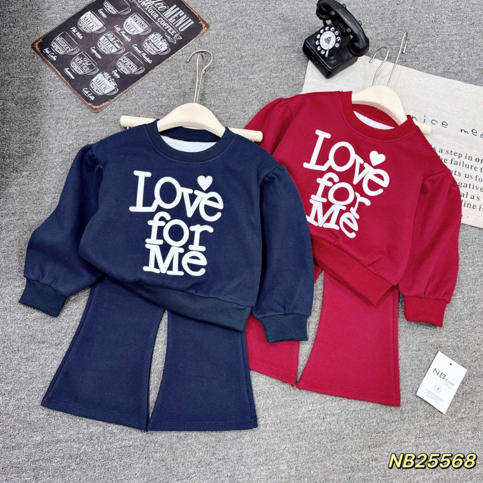 Bộ nỉ love for me cho bé gái