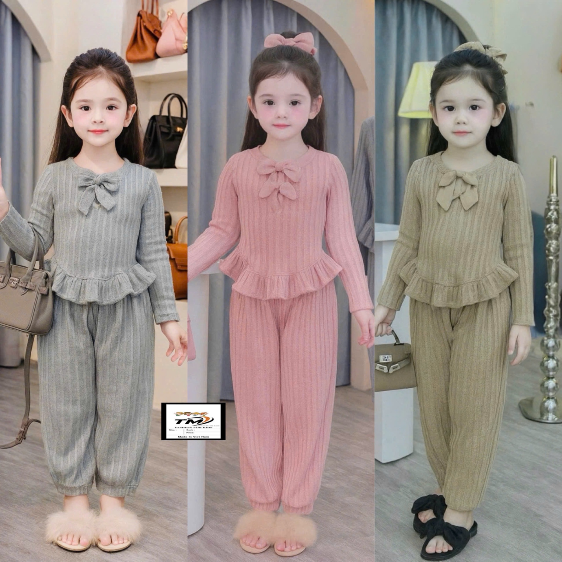 Sét bộ len tăm tm bé gái