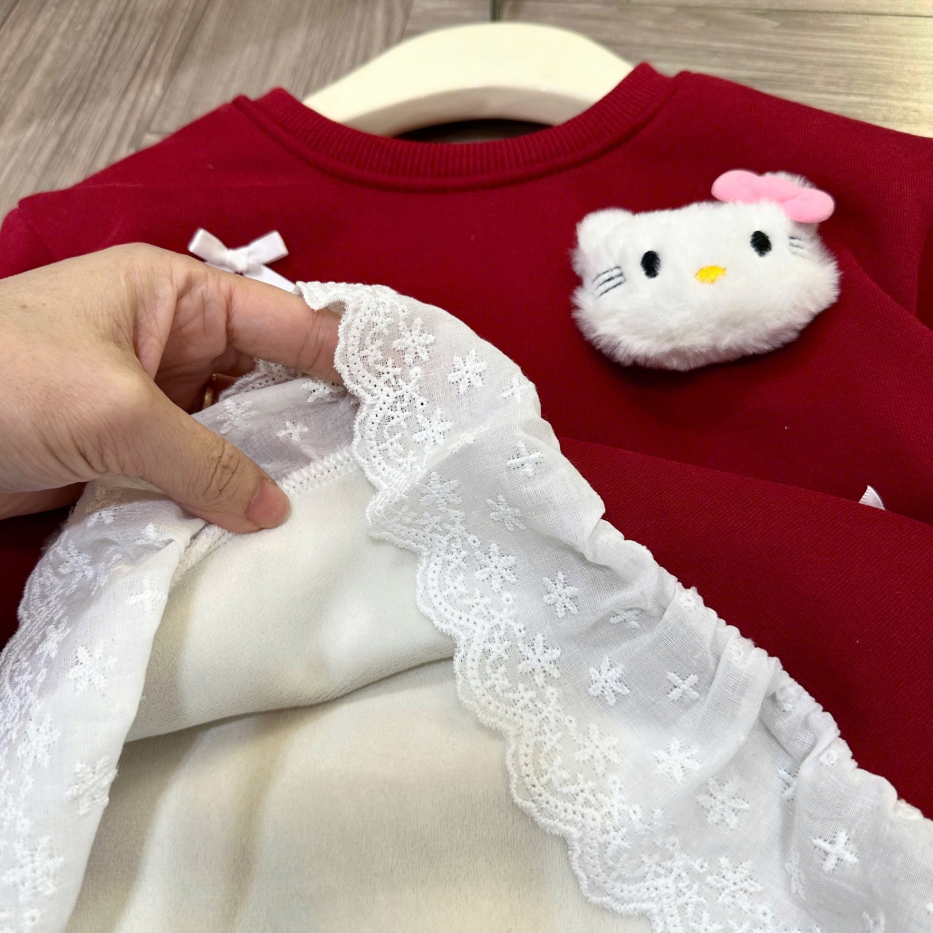 Sét bộ áo nỉ lót nhung mịn quần legging bé gái