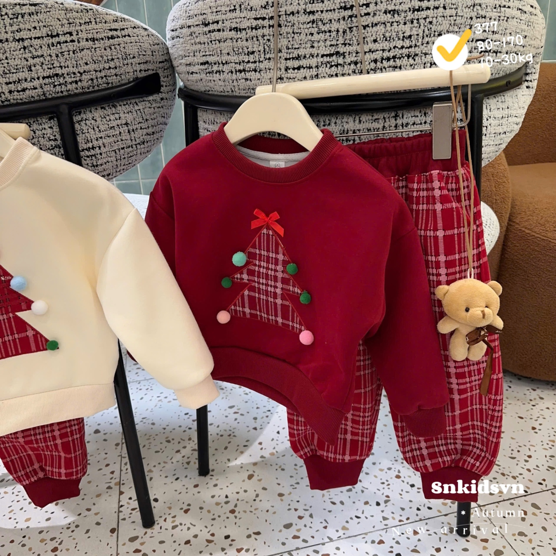 Sét bộ nỉ cây thông noel cho bé trai gái