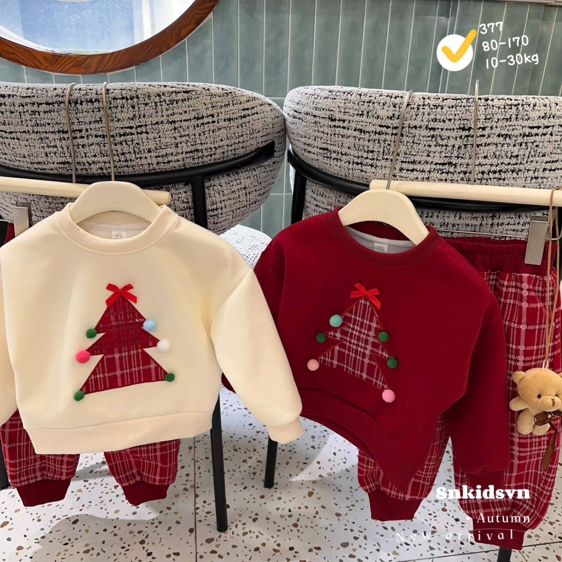 Sét bộ nỉ cây thông noel cho bé trai gái