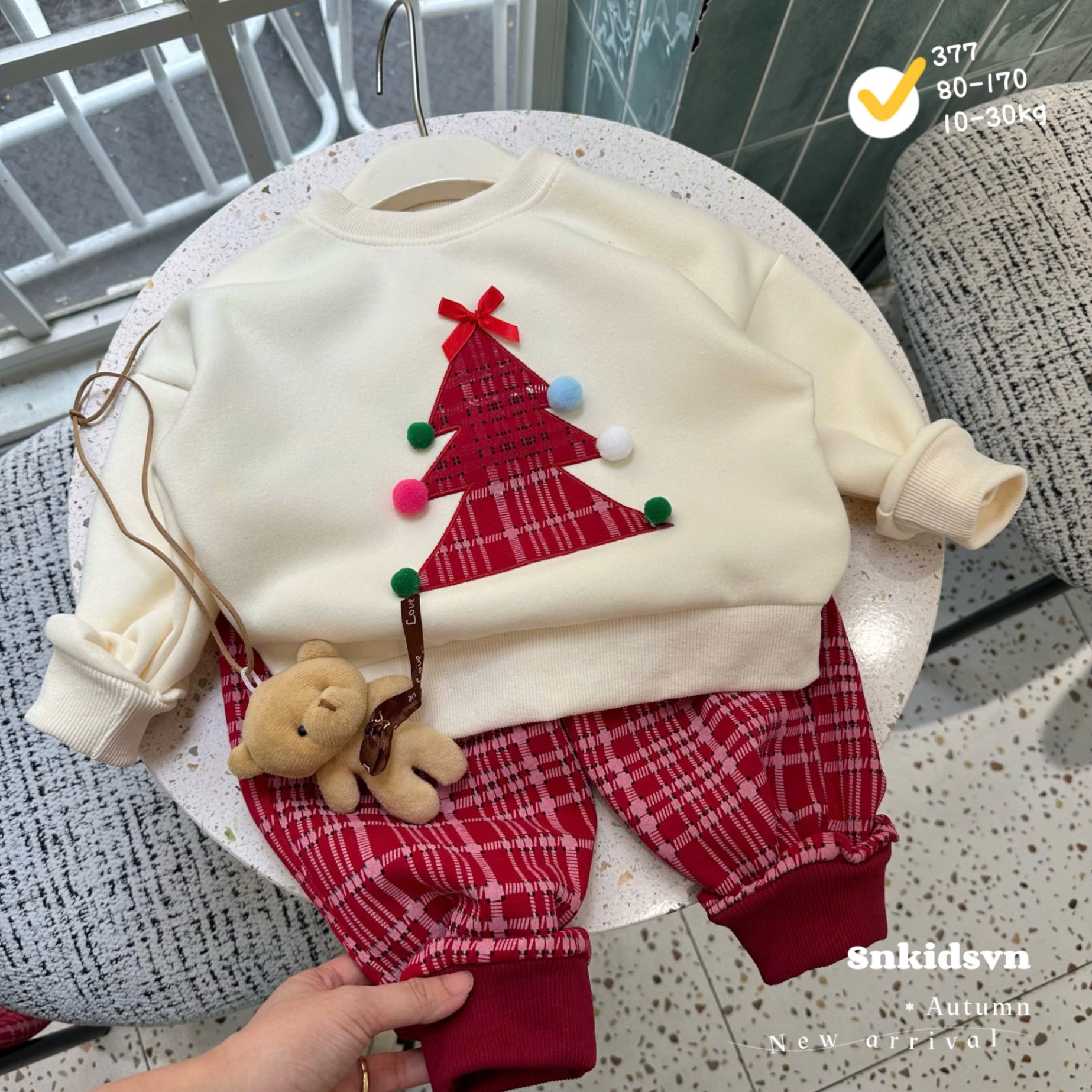 Sét bộ nỉ cây thông noel cho bé trai gái