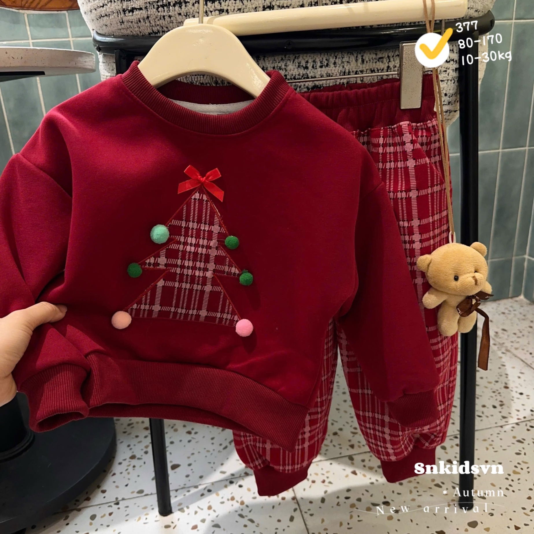 Sét bộ nỉ cây thông noel cho bé trai gái