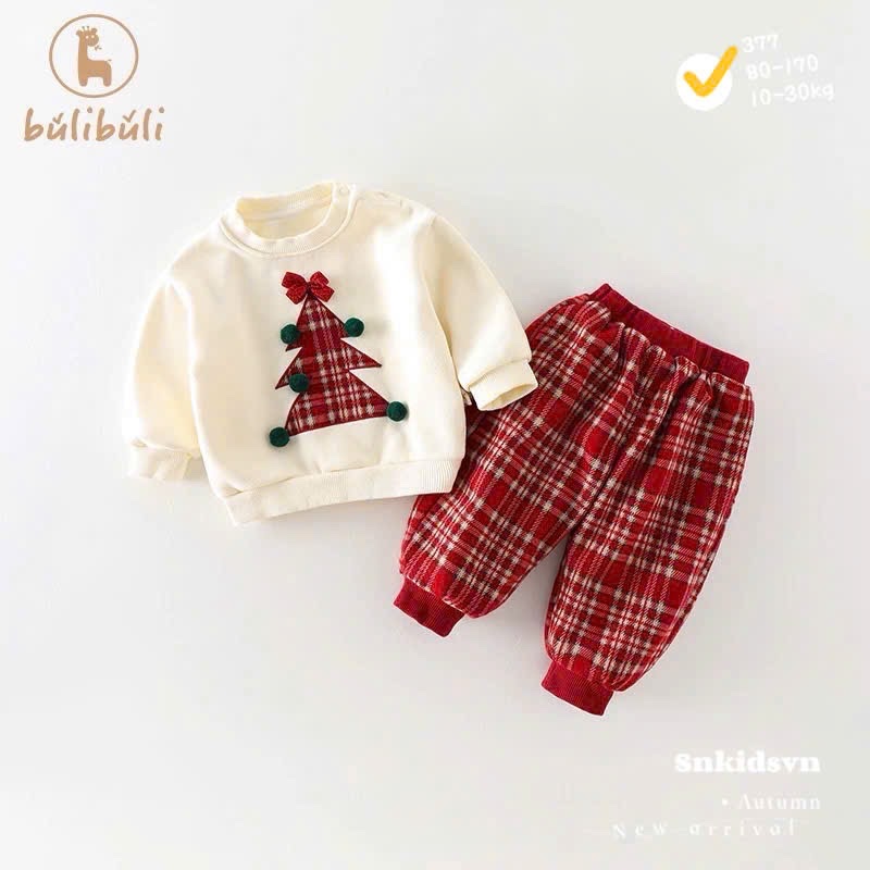 Sét bộ nỉ cây thông noel cho bé trai gái