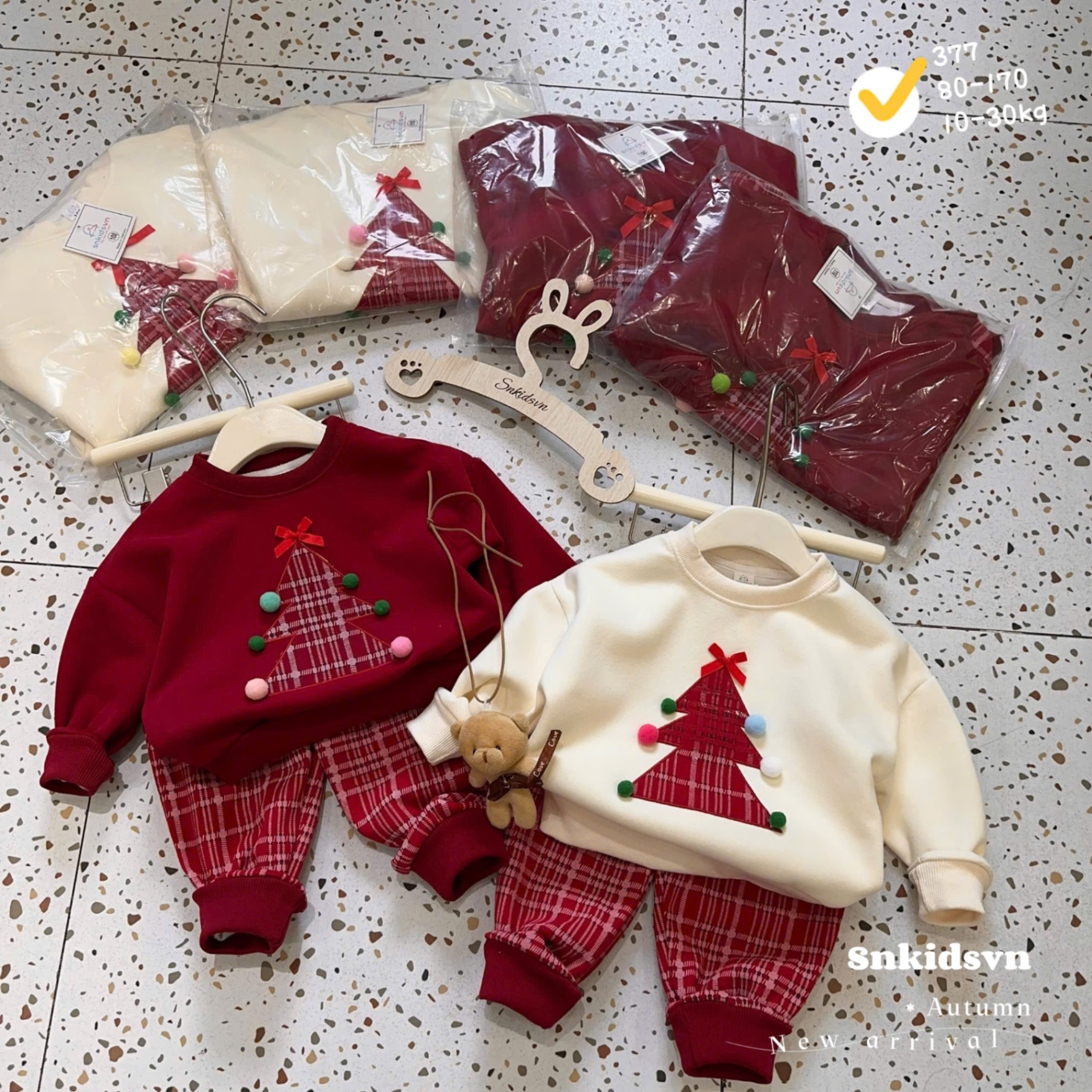 Sét bộ nỉ cây thông noel cho bé trai gái