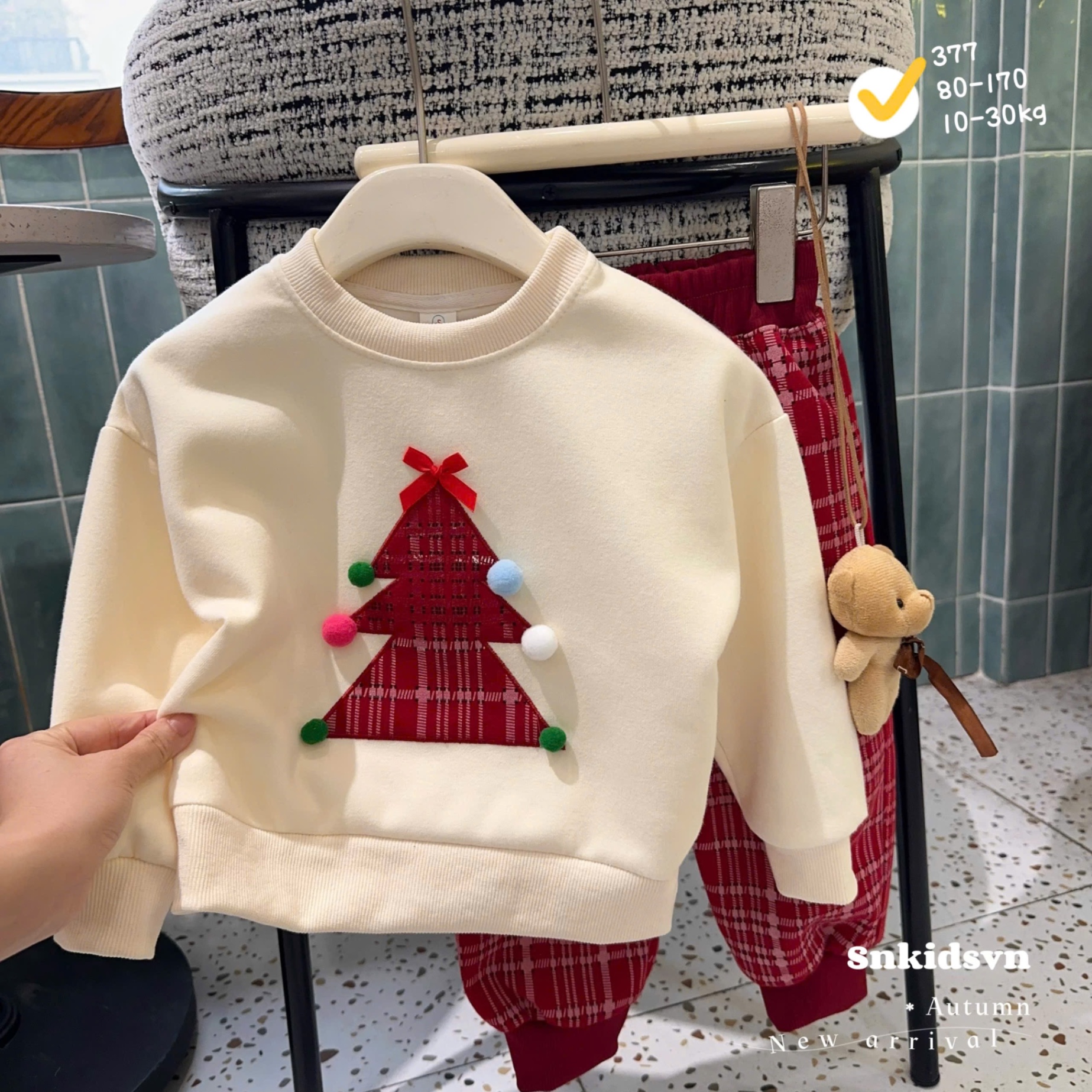 Sét bộ nỉ cây thông noel cho bé trai gái