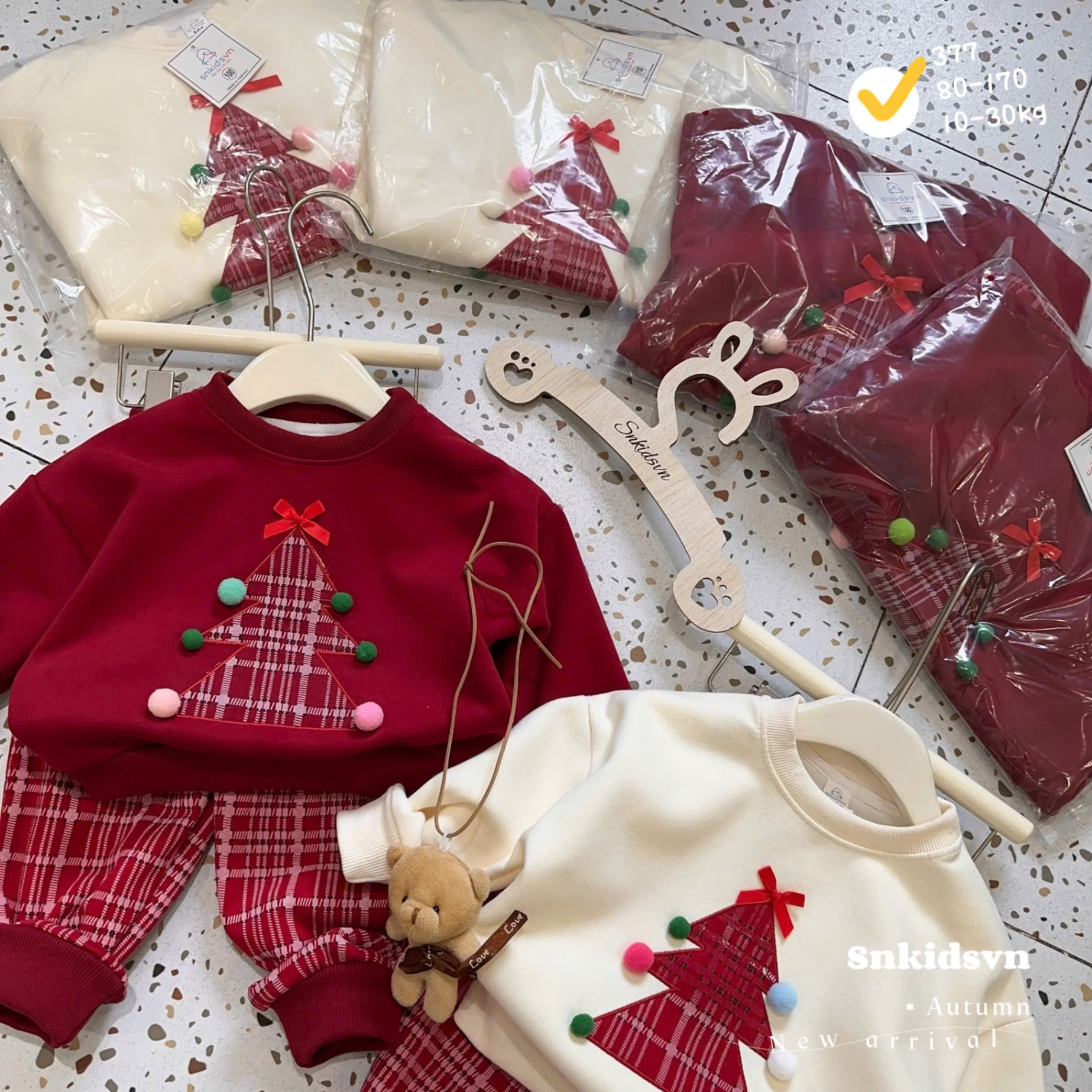 Sét bộ nỉ cây thông noel cho bé trai gái