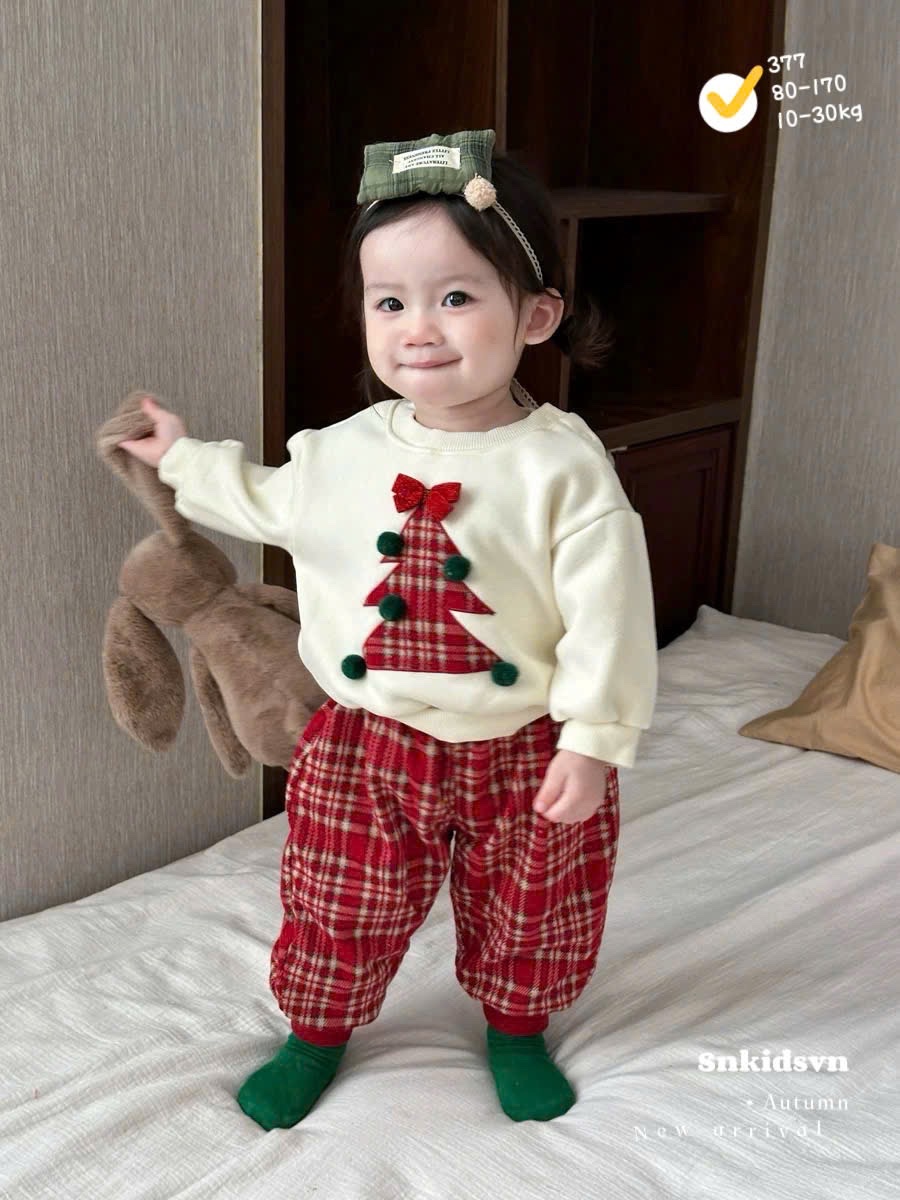 Sét bộ nỉ cây thông noel cho bé trai gái