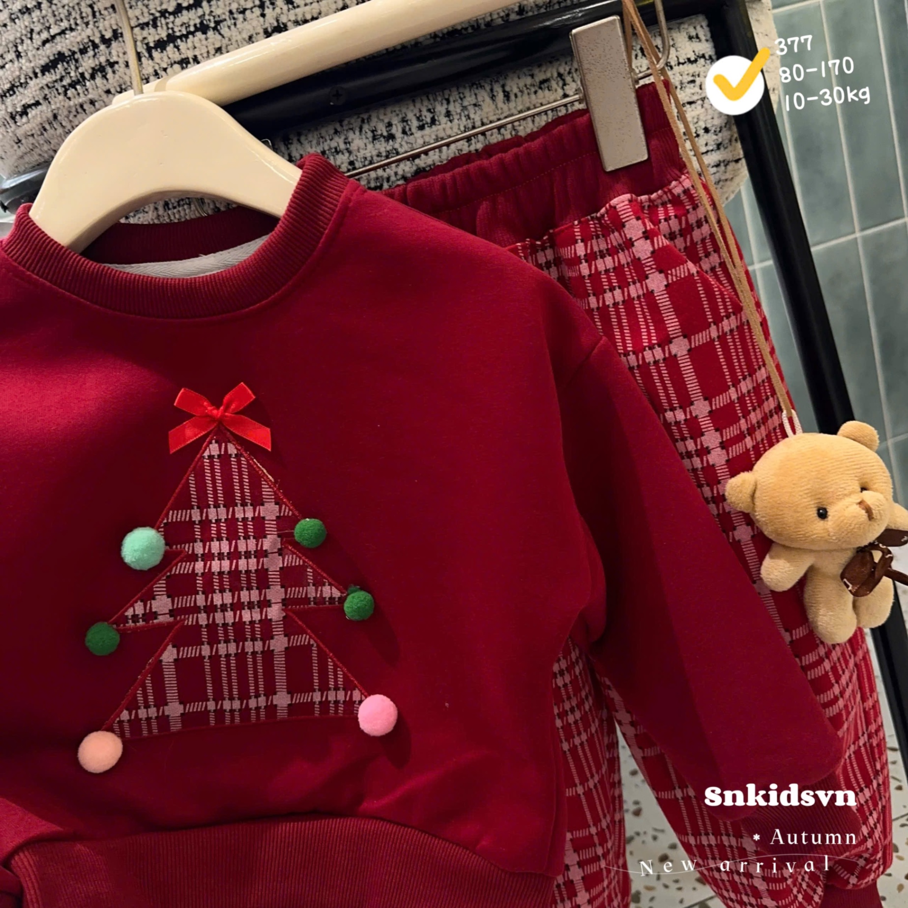 Sét bộ nỉ cây thông noel cho bé trai gái