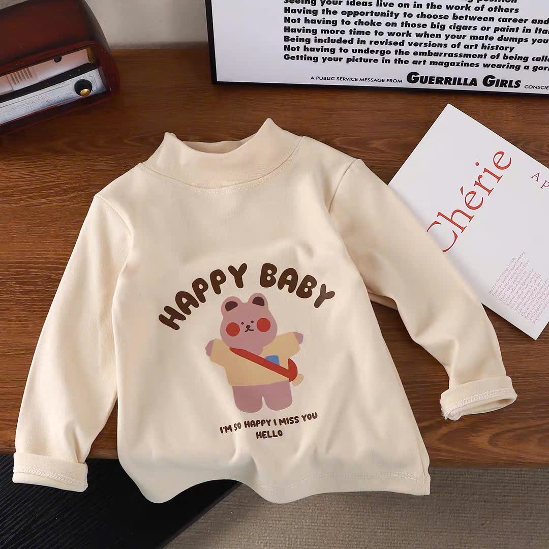 Áo zip lông 2 mặt hình gấu bé trai gái