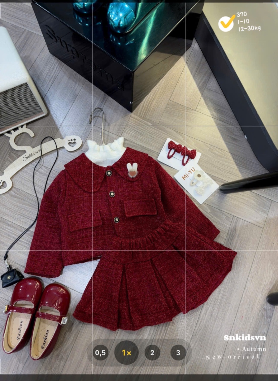 Sét dạ đỏ đính tai thỏ cv dập ly sn