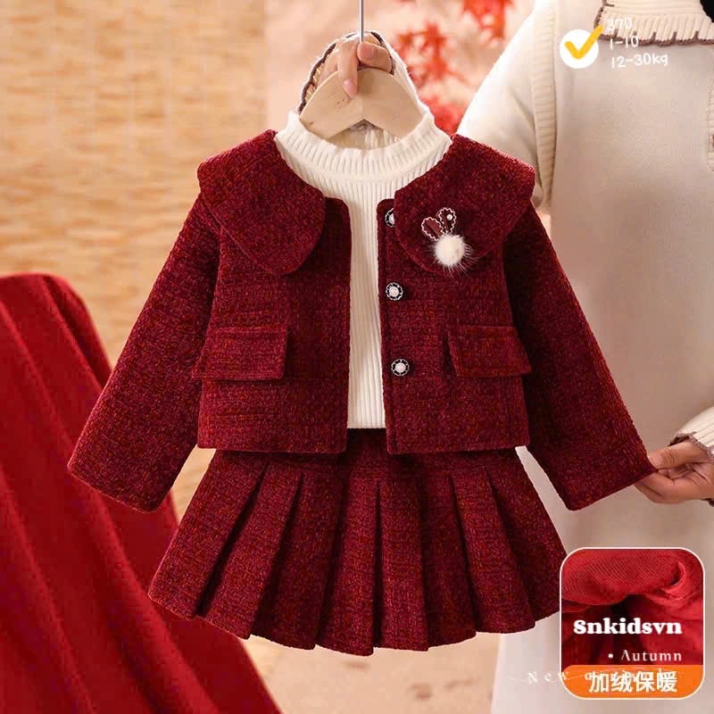 Sét dạ đỏ đính tai thỏ cv dập ly sn