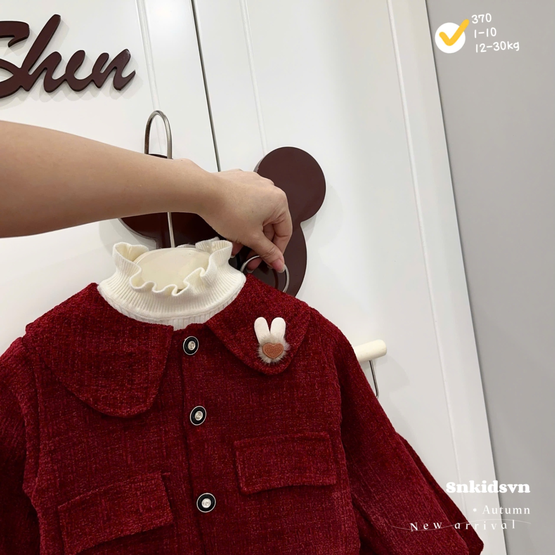 Sét dạ đỏ đính tai thỏ cv dập ly sn