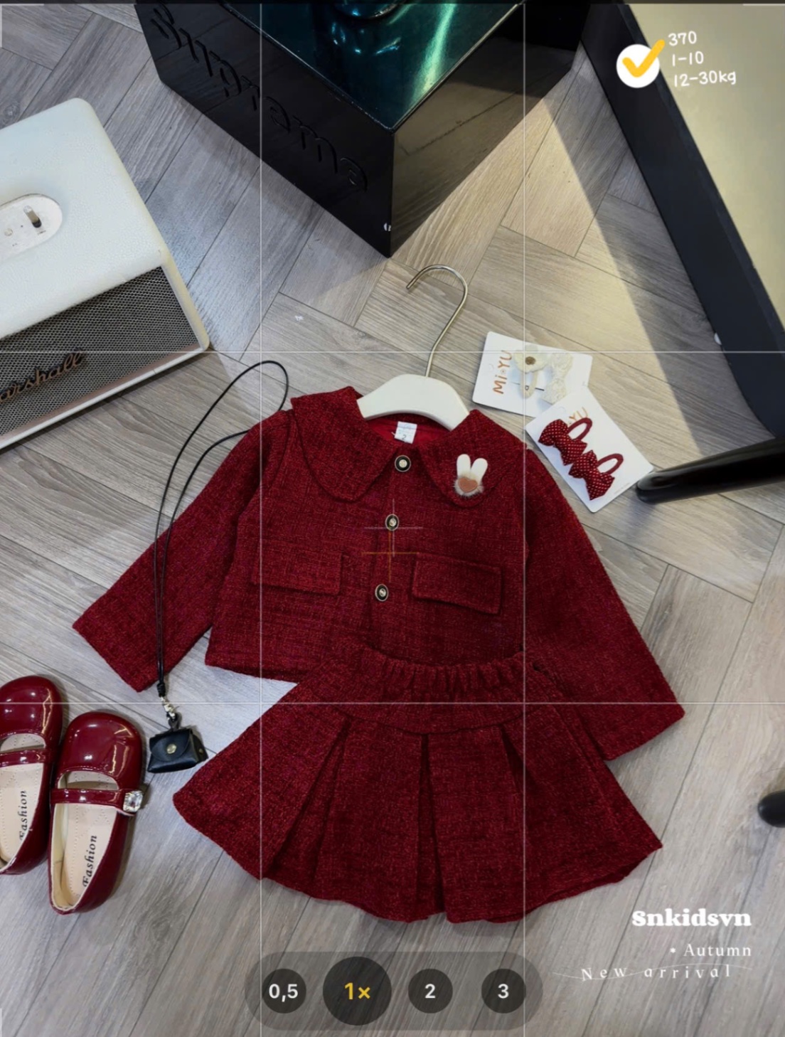 Sét dạ đỏ đính tai thỏ cv dập ly sn