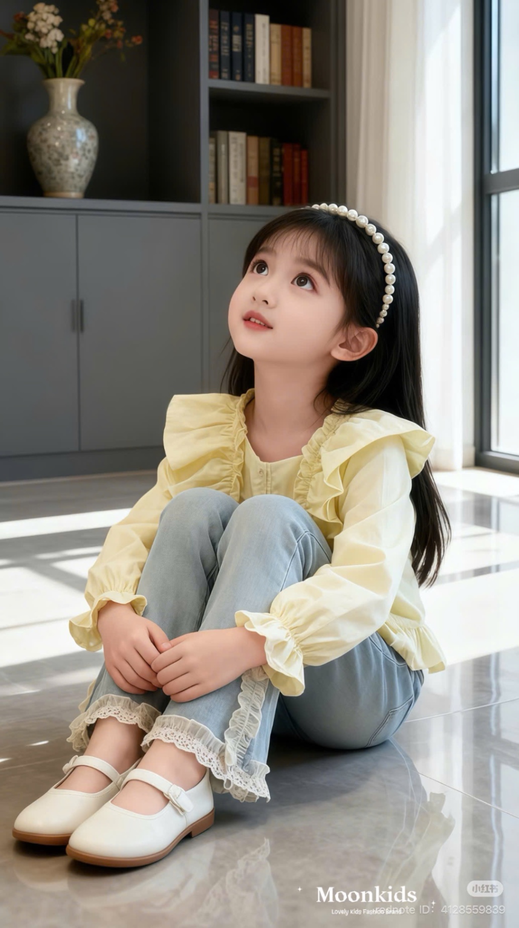 Sét áo bèo vàng quàn bò gấu ren bé gái