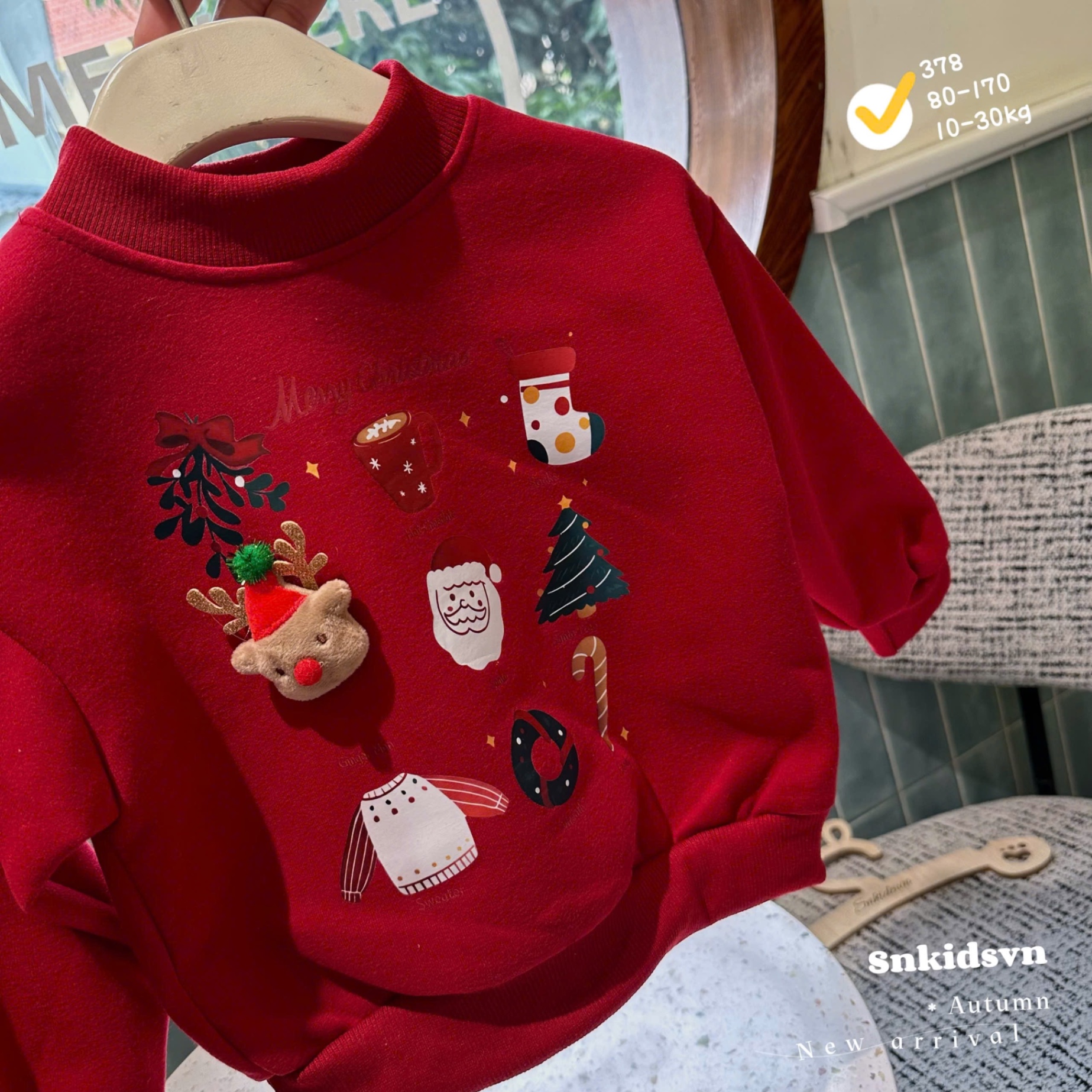 Áo nỉ 2 da noel cho bé trai gái