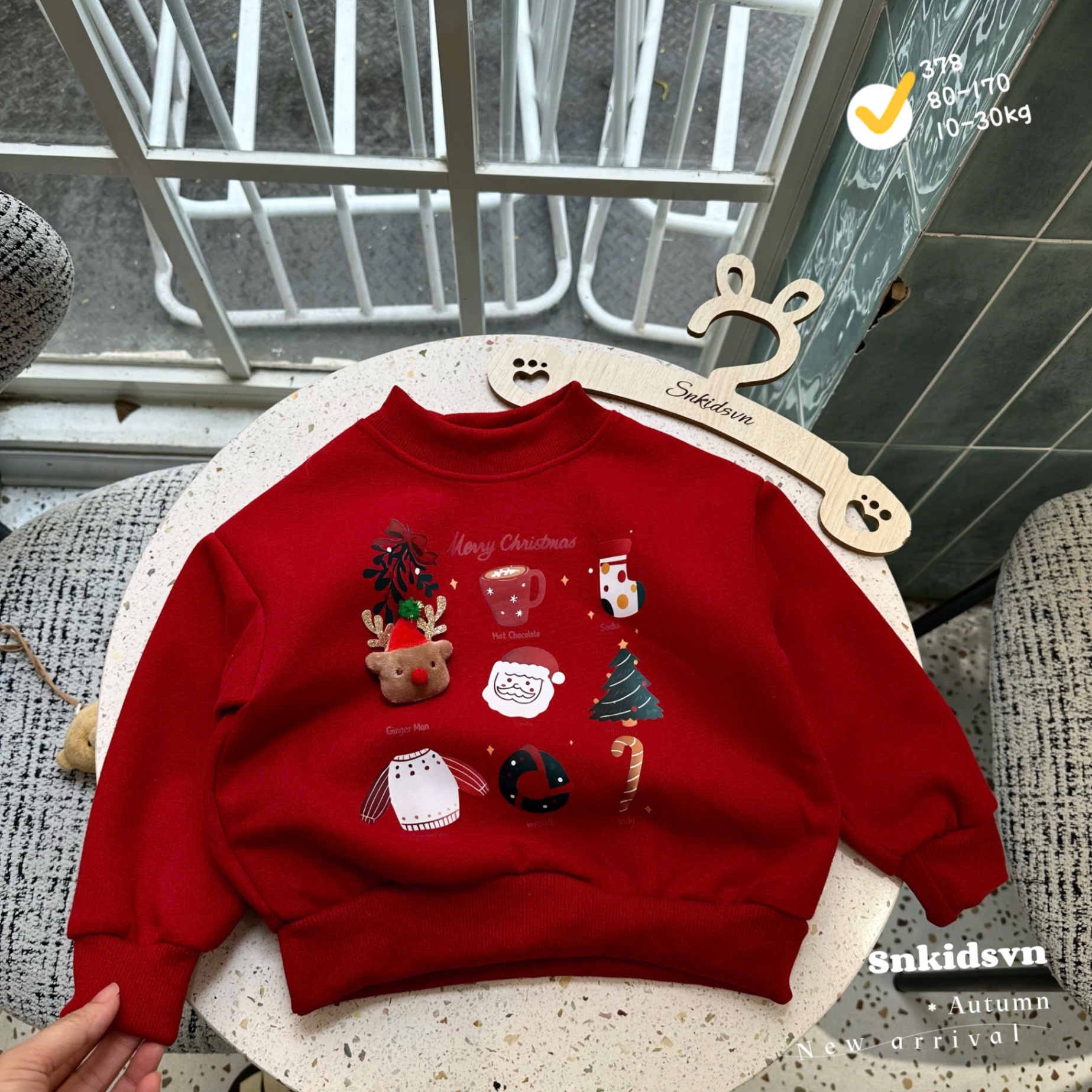 Áo nỉ 2 da noel cho bé trai gái