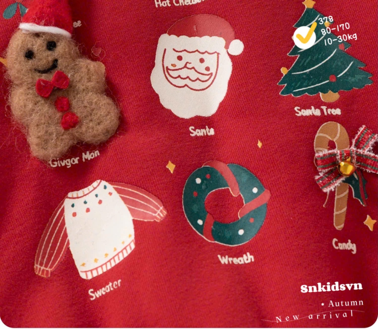 Áo nỉ 2 da noel cho bé trai gái