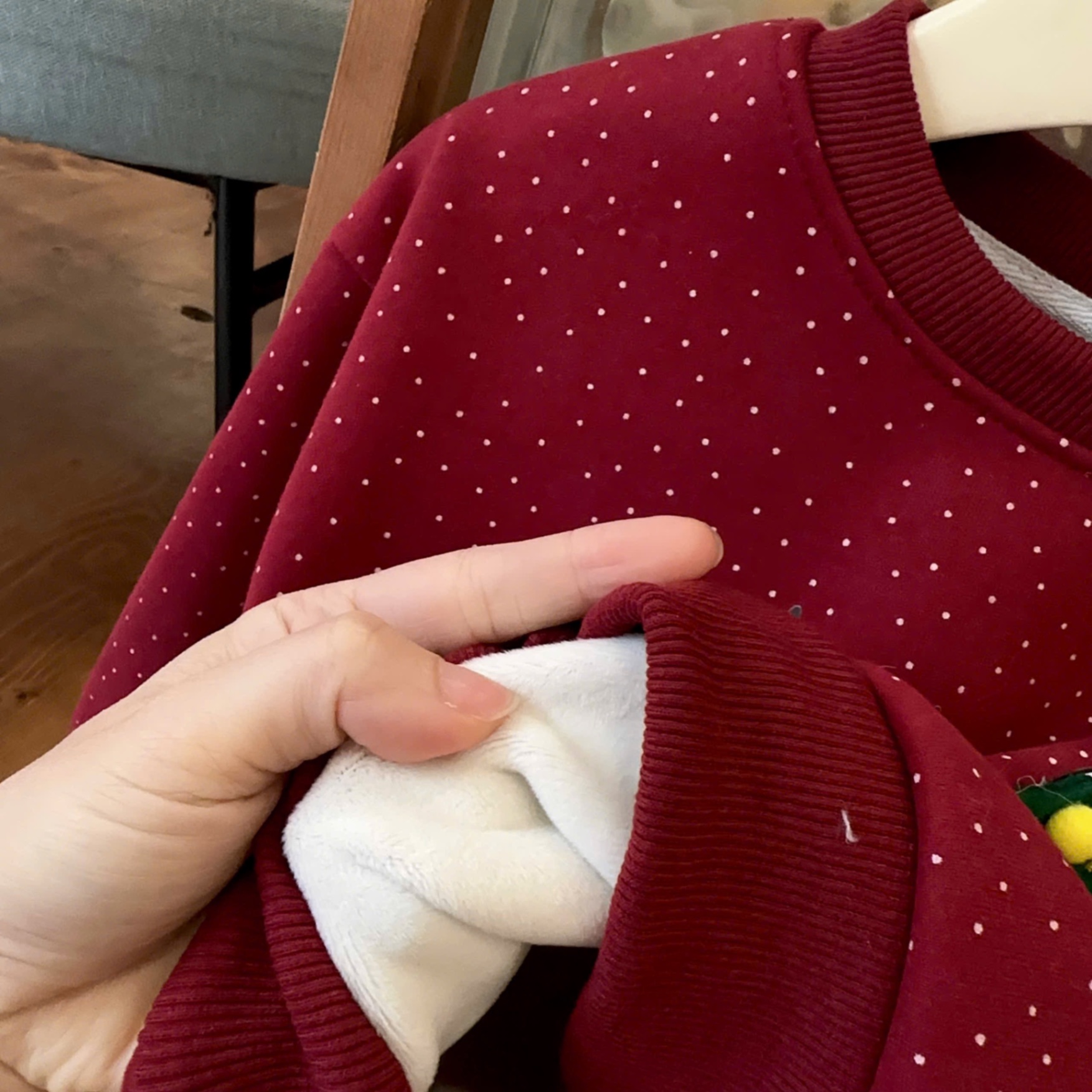 Sét bộ nỉ lót lông nhung mịn noel đỏ cv dập ly bé gái