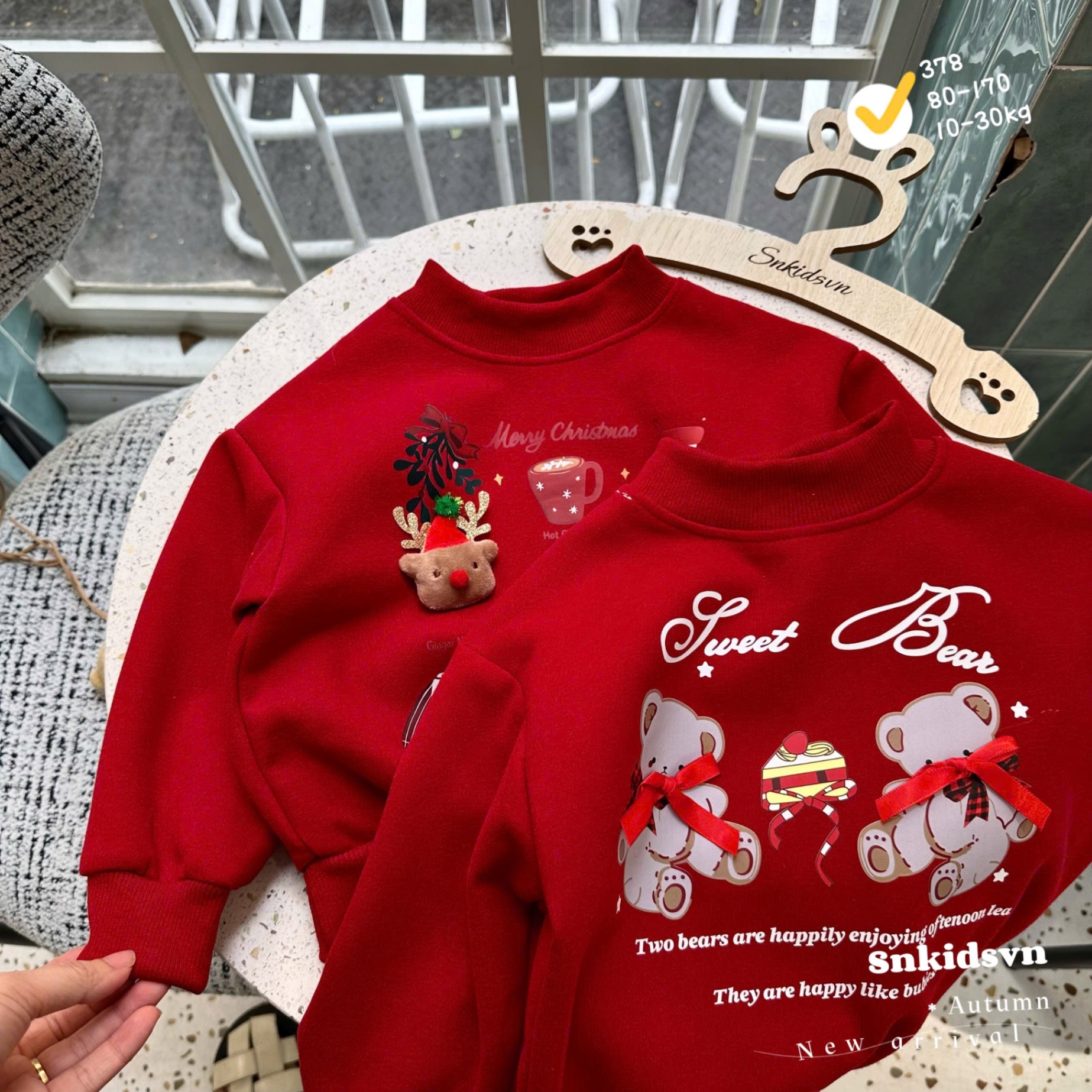 Áo nỉ 2 da noel cho bé trai gái