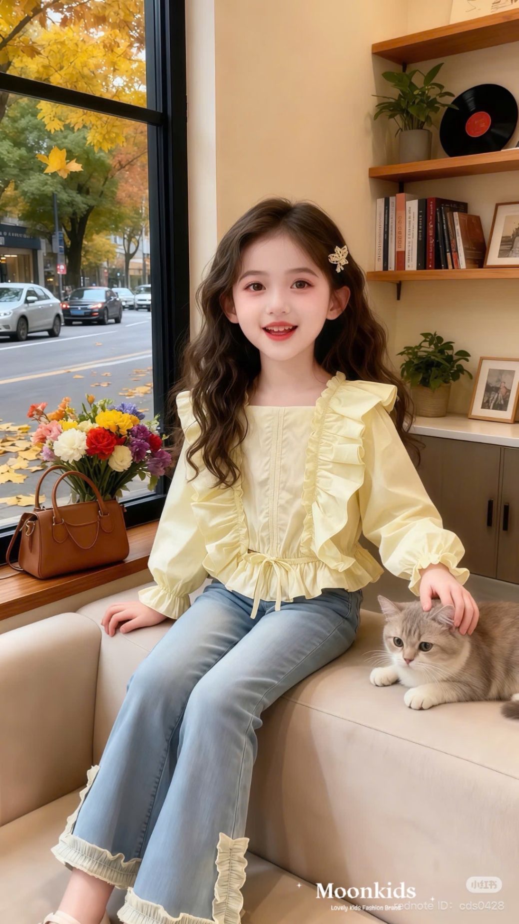 Sét áo bèo vàng quàn bò gấu ren bé gái