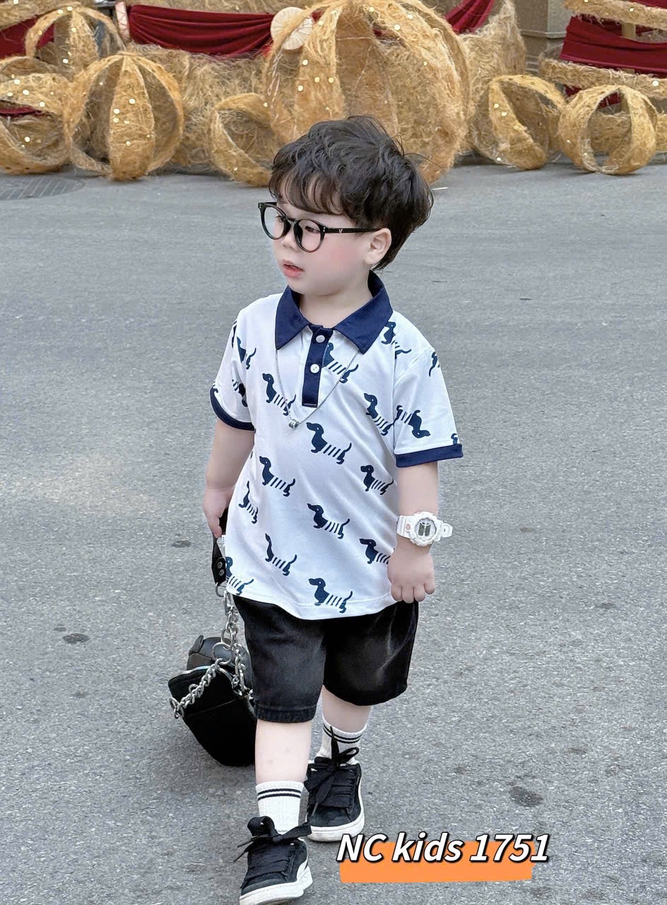 Sét áo polo ngựa quần soocbò bé trai