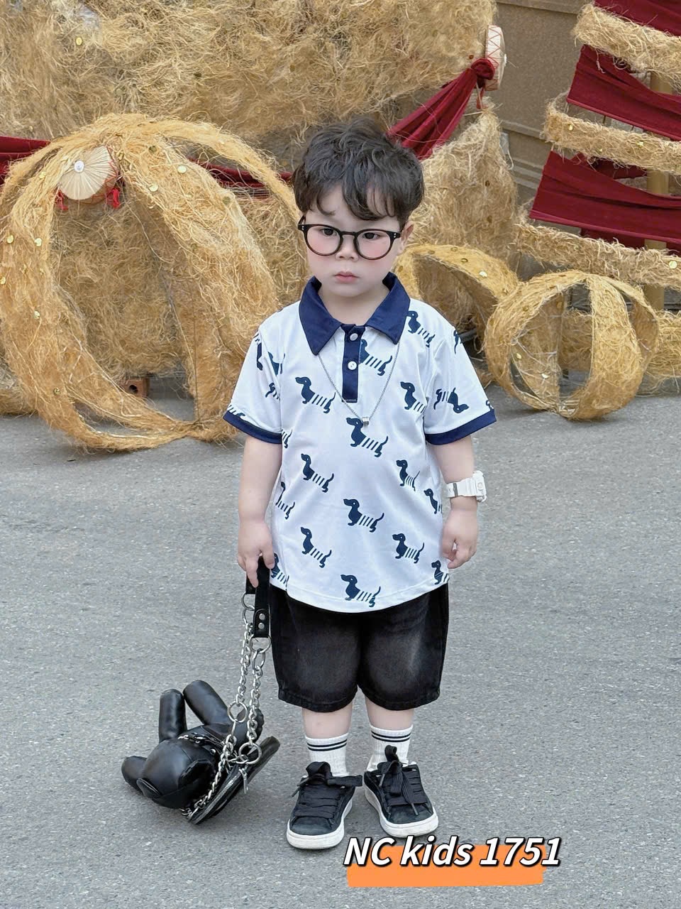 Sét áo polo ngựa quần soocbò bé trai