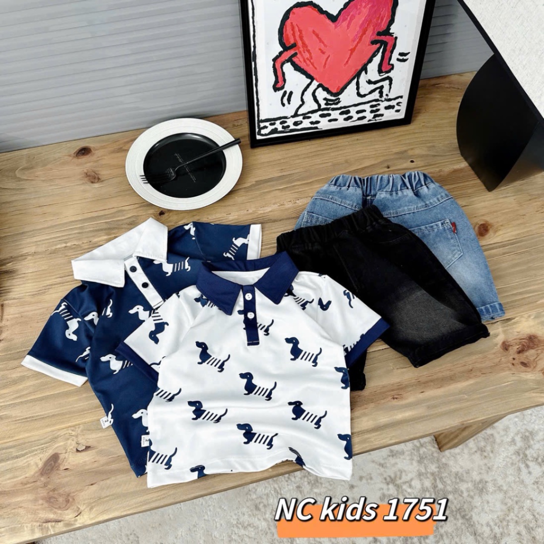 Sét áo polo ngựa quần soocbò bé trai